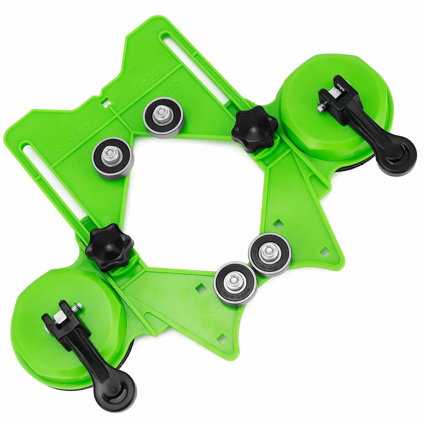 QWORK Lokalizator otworów na wiertła, 4-83 mm regulowany przepychacz z podstawą próżniową, frez do otworów do płytek, diamentowego frezu do szkła, marmuru, płytek