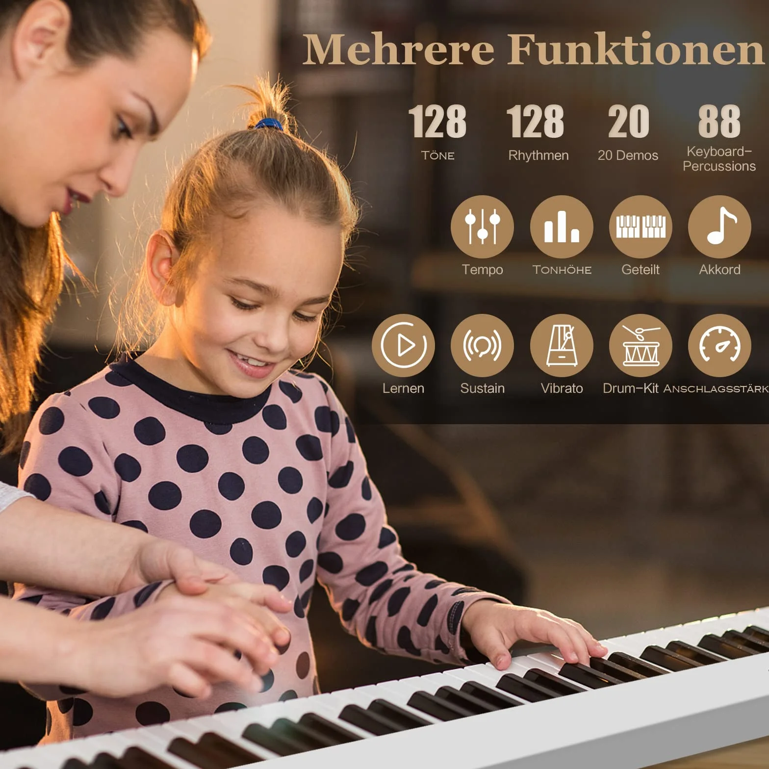 COSTWAY pianino elektryczne 88 klawiszy składane przenośna klawiatura cyfrowa 128 rytmów 128 tonów 20 demo zestaw dla dzieci i dorosłych biały