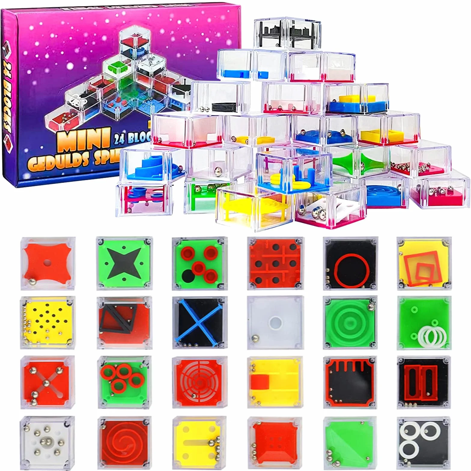 24 sztuki mini gier cierpliwości, mini gra logiczna, gra w cierpliwość, gra zręcznościowa, gra zręcznościowa, gra logiczna dla dzieci i dorosłych, wspomaga koncentrację, łagodzenie stresu