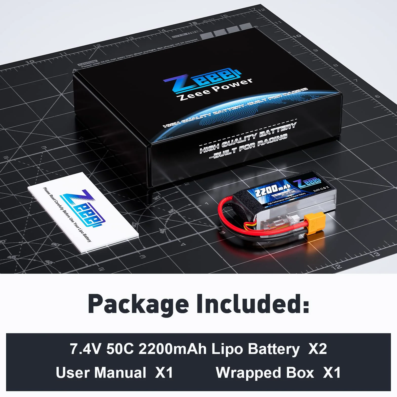 Zeee 2S Lipo akumulator 50C 2200 mAh 7,4 V krótki akumulator RC z wtyczką XT60 do 1/16 Slash RC, samochodów ciężarowych, RC helikopterów, samolotów, quadkopterów, dronów, łodzi, modeli wyścigowych (2