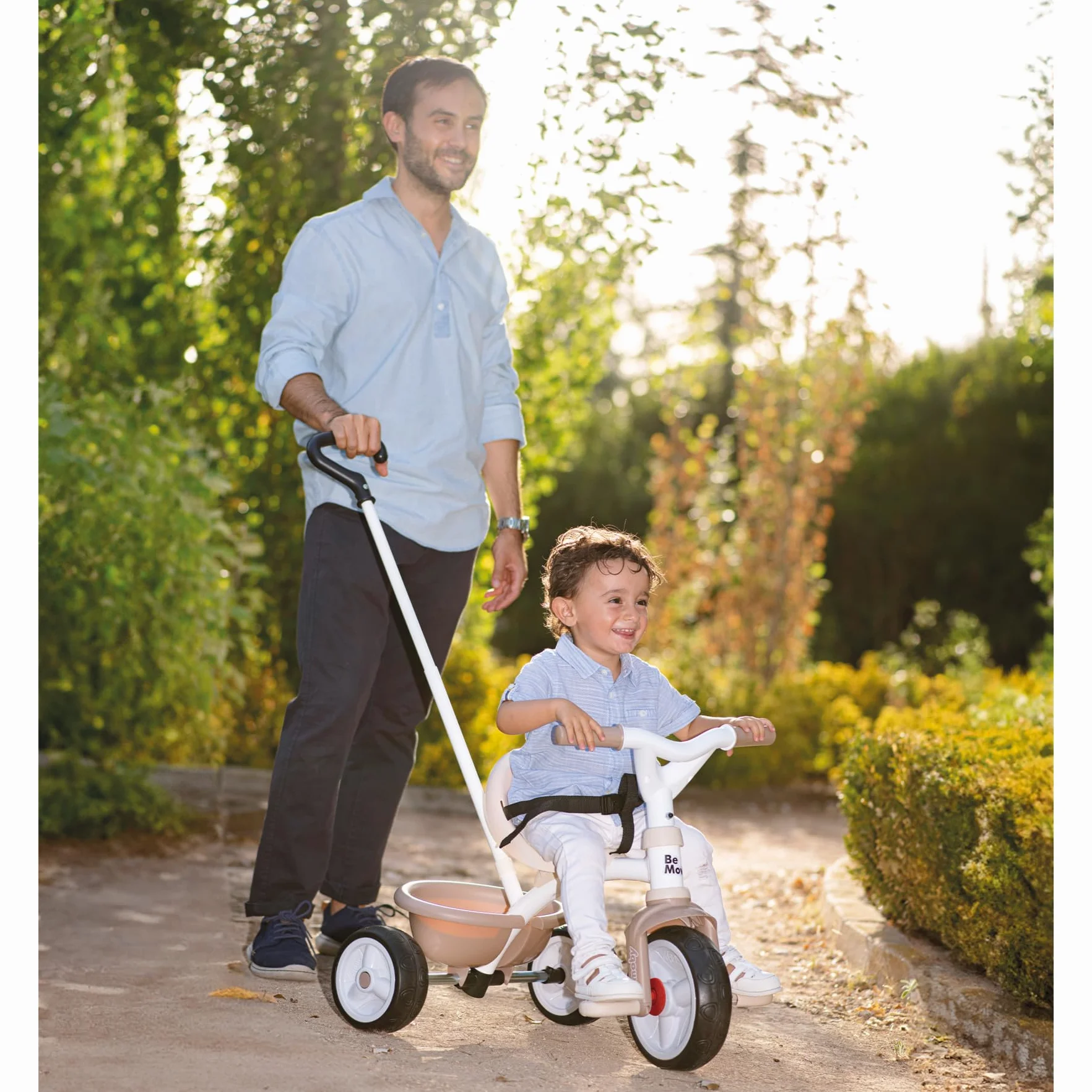 Smoby - Be Move Beige Tricycle - 2 w 1 Evolutionary - Pas bezpieczeństwa, rączka dla rodzica regulowana na 3 poziomach - Od 15 miesięcy do 4 lat - Wyprodukowano w Hiszpanii