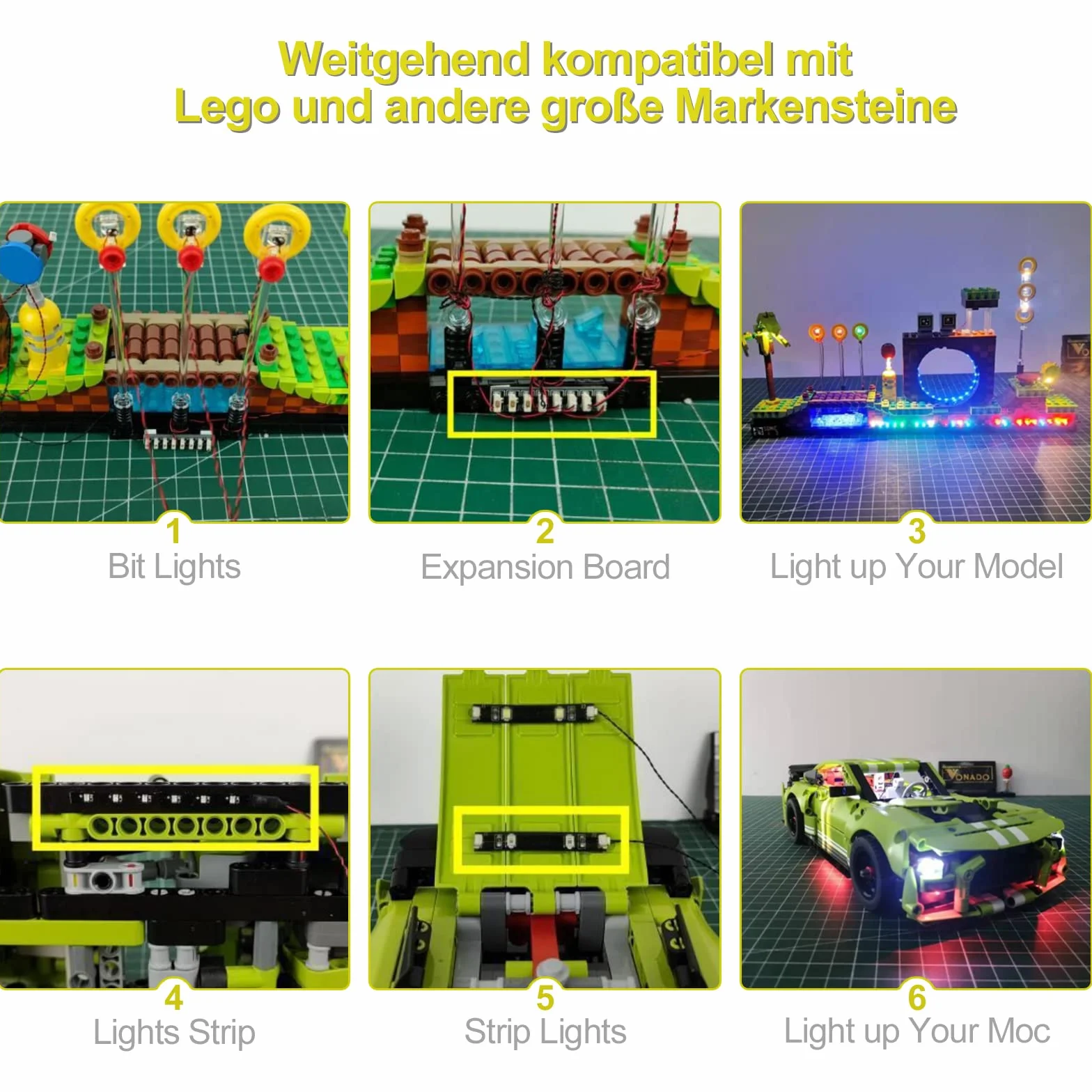 8-portowe karty rozszerzeń do oświetlenia DIY Lego/MOC (zestaw 2 szt.)
