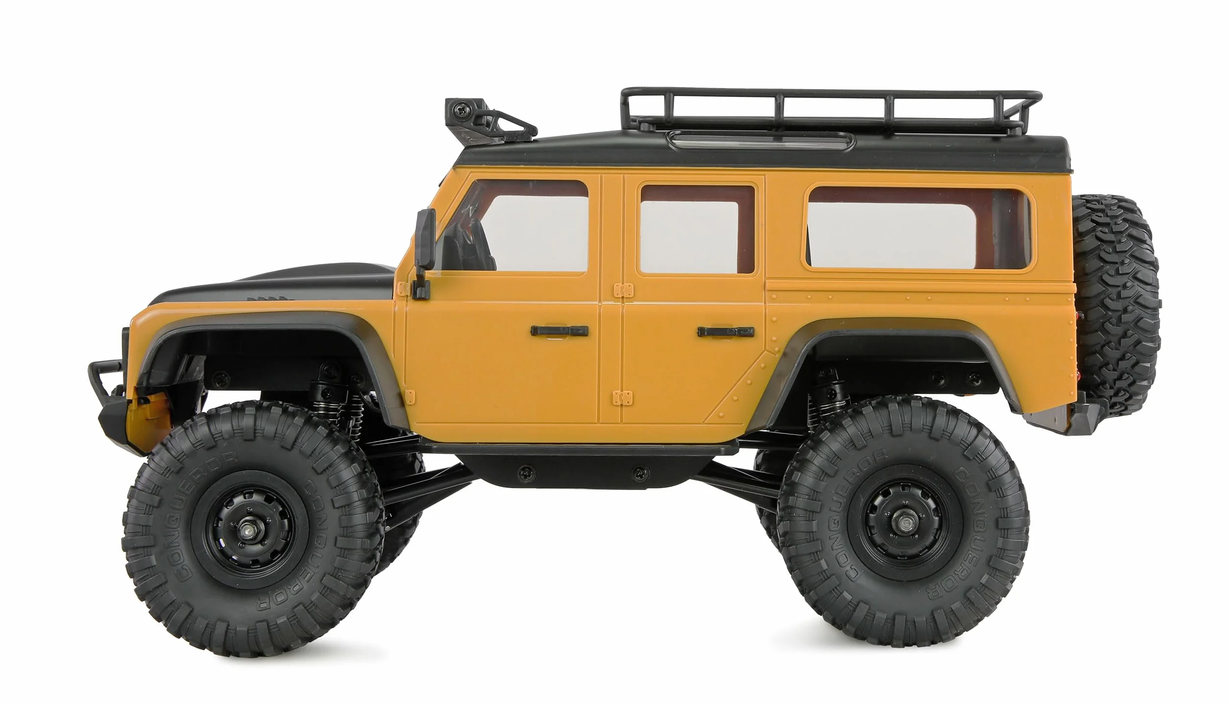 Amewi AMXRock Mini-D90 Scale Crawler 4WD 1:16 RTR żółty z pilotem zdalnego sterowania, akumulatorem, kablem do ładowania