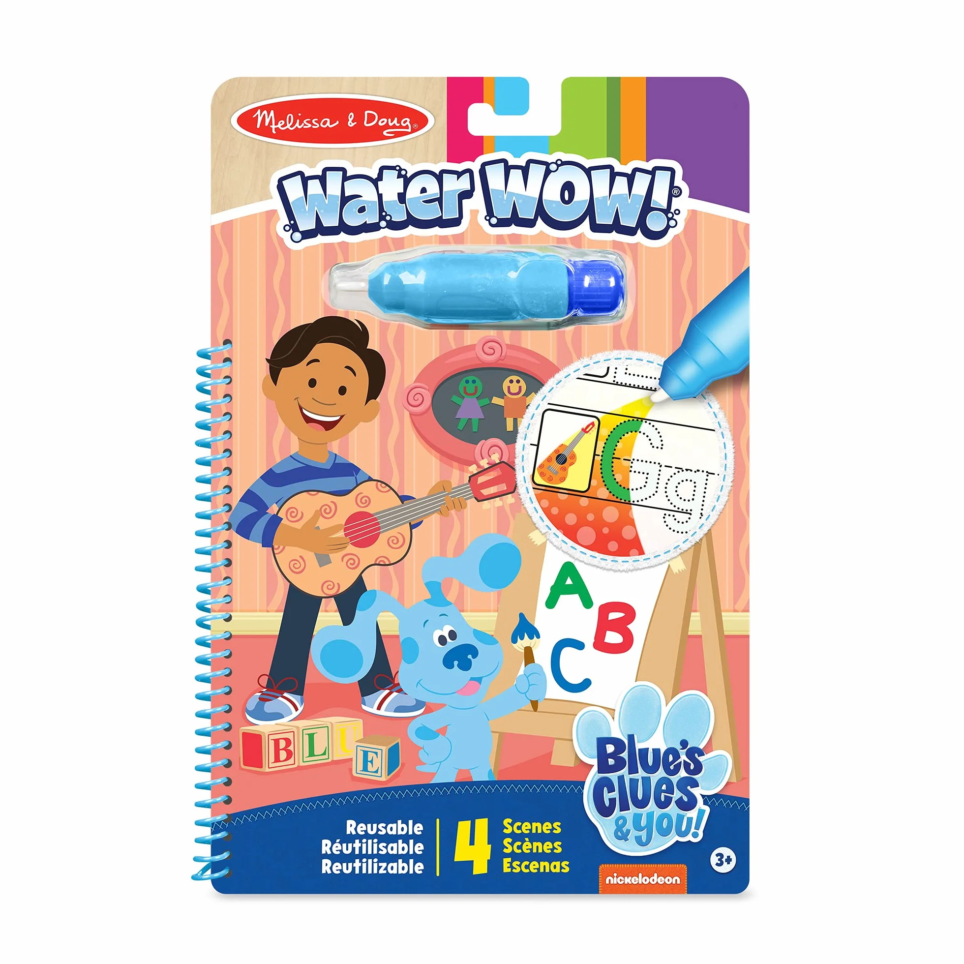 Melissa & Doug Blue's Clues & You! Water Wow! | wielokrotnego kolorowanka wodna z literami alfabetu | Książka aktywności | zabawka podróżna | 3+ | prezent dla chłopca lub dziewczynki