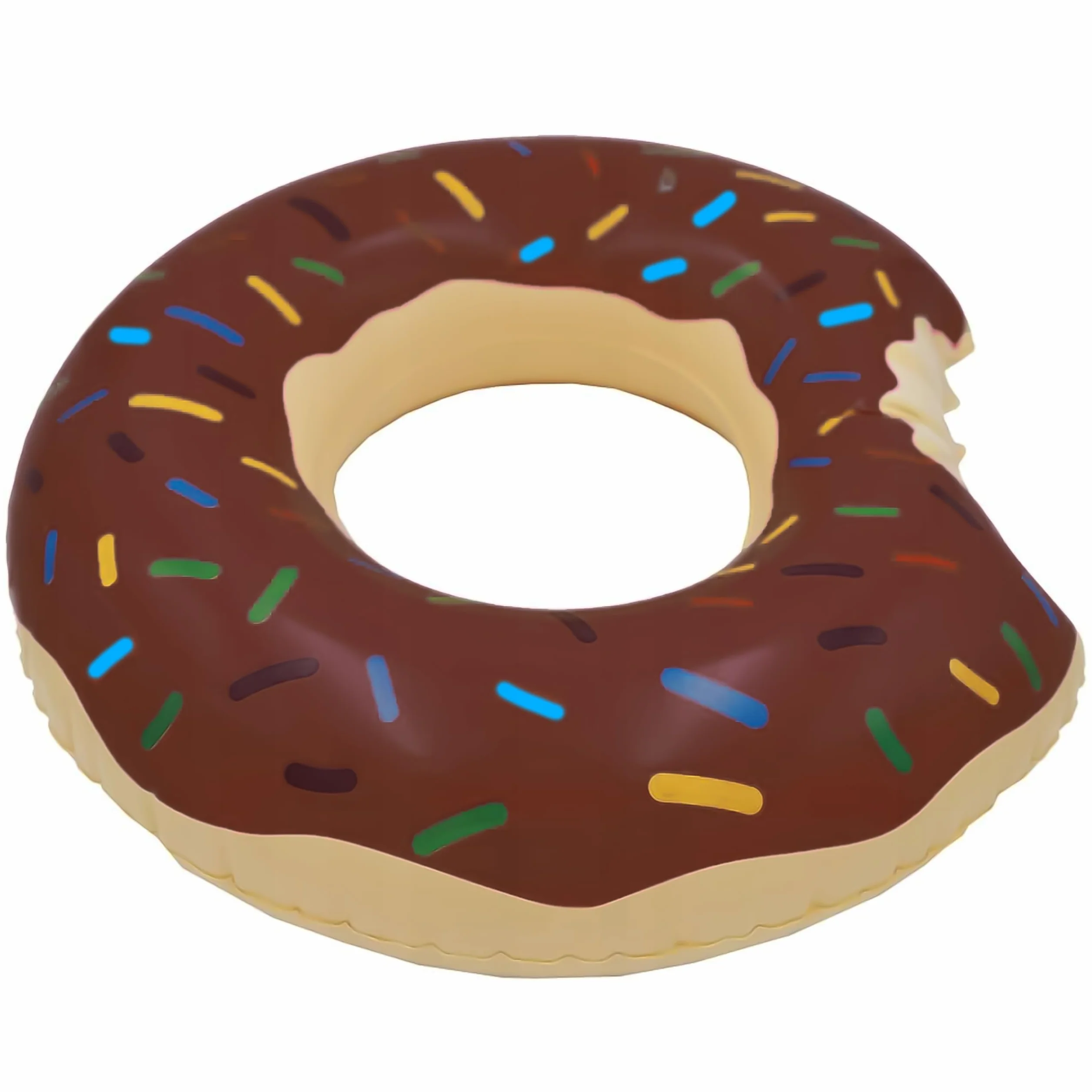 KRUMAD Koło Dmuchane Donut, Pączek z Posypką, Koło Do Pływania dla Dorosłych, Basen Plaża, Śmieszny Materac Wodny, Brązowy, PVC