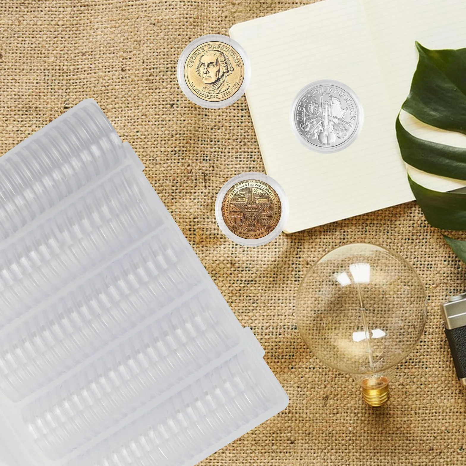 100 sztuk przezroczyste kapsułki na monety i 1 pudełko do przechowywania okrągłe rękawy na monety kapsułki 30mm for 2 euro coins storage coin collection coin display