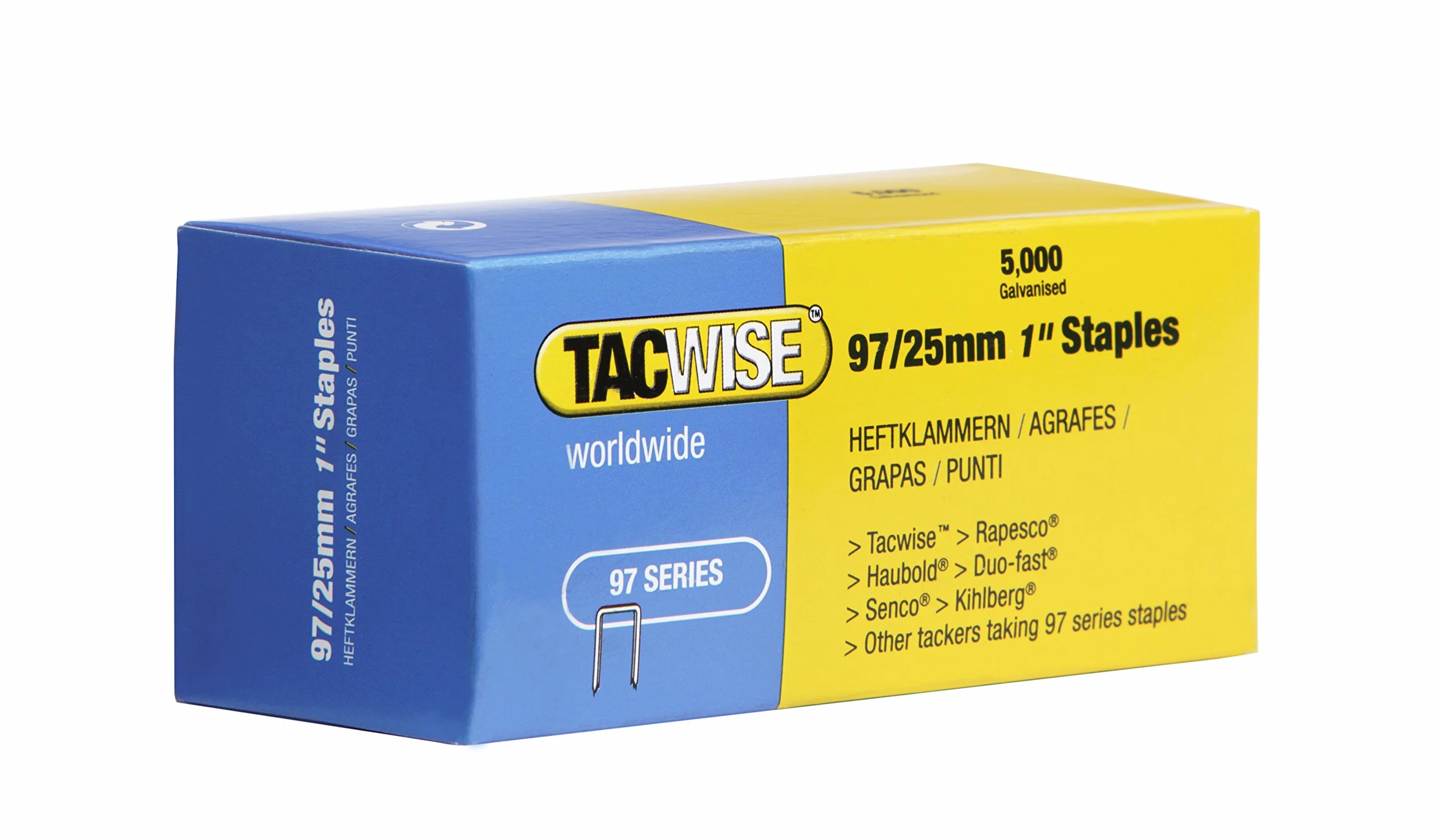 Tacwise 0305 97/25 mm ocynkowane wąskie korony zszywki do pistoletu zszywacza (5000)