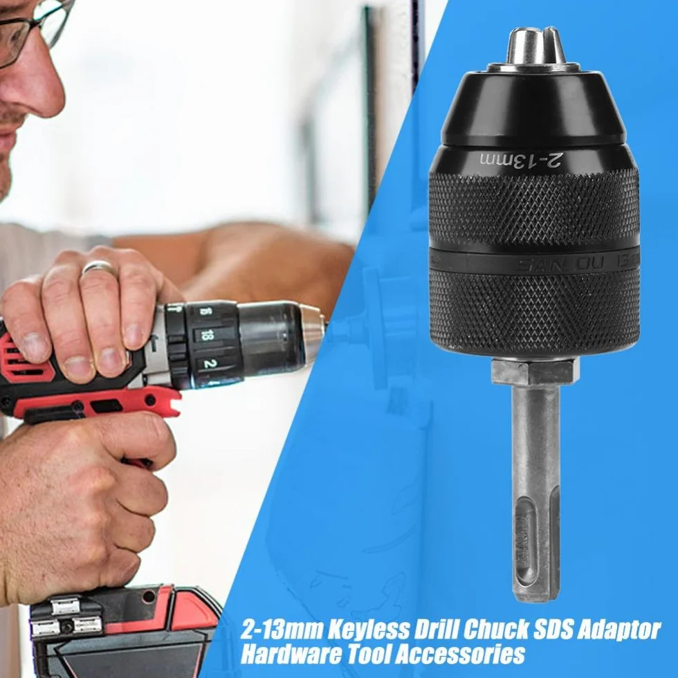 SDS, profesjonalny solidny adapter uchwytu wiertniczego 2-13 mm, bezkluczykowy konwerter uchwytu wiertniczego z akcesoriami adaptera SDS