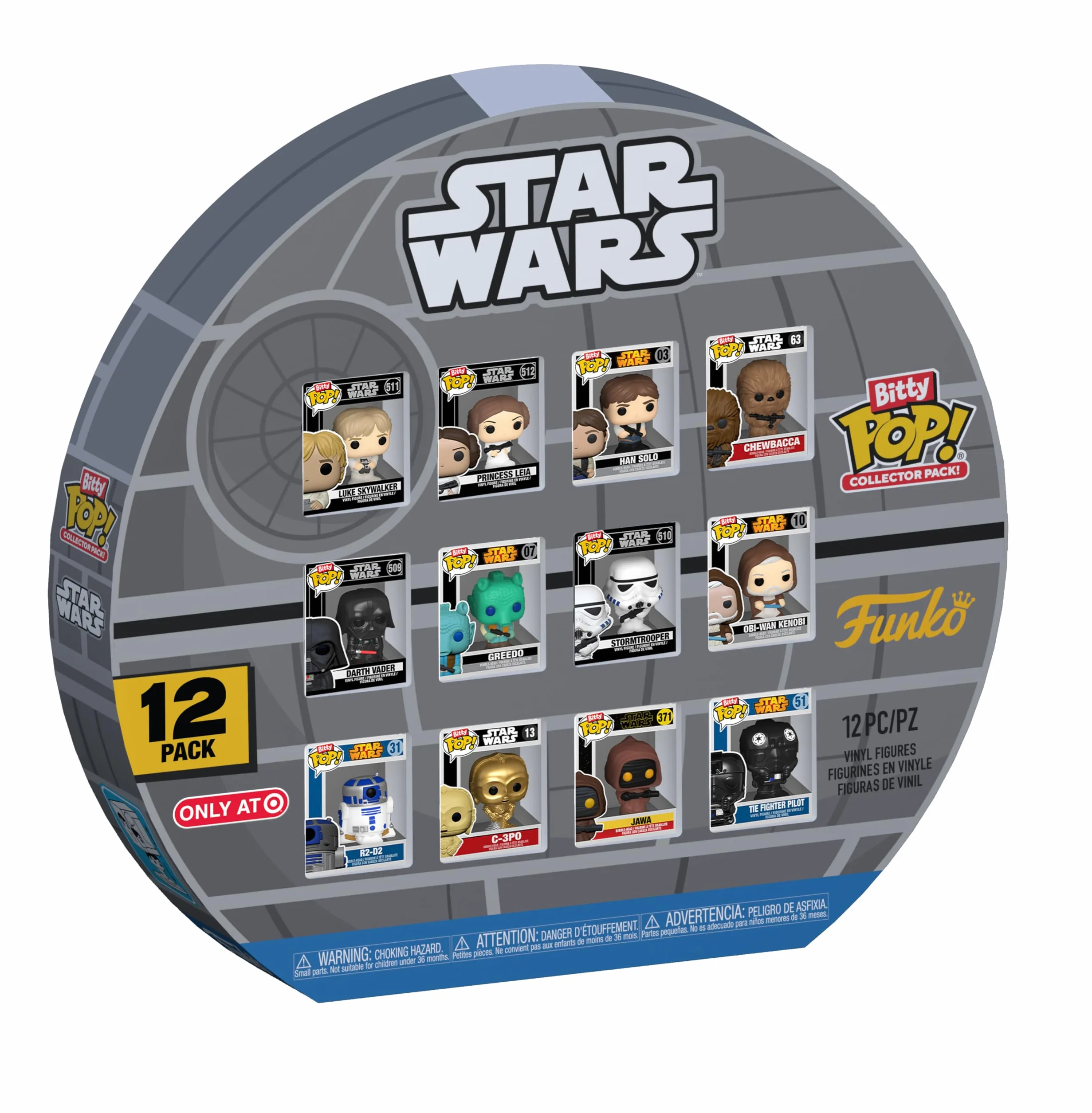 Funko Bitty Pop! Gwiezdne Wojny: Nowa nadzieja - 12 szt. Multipack - 2,2 cm (2,2 cm) kolekcjonerska półka ekspozycyjna - łącznie z wkładką ekspozycyjną - pomysł na prezent - torby na imprezy - Topper
