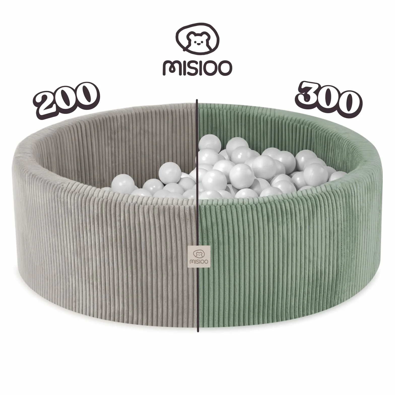 MISIOO Basen z kulkami – 90 x 30 cm – 200 kulek – wysokiej jakości piłki do kąpieli dla dzieci – miękka i bezpieczna zabawka – nadaje się do prania
