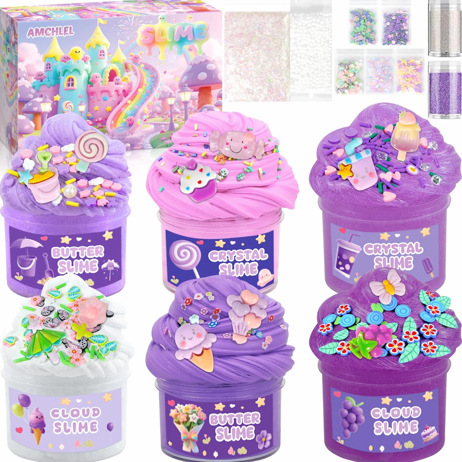 Zestaw Fluffy Slime 6 sztuk 70 ml, puszysty masło Slime, mini scented szlam dla dzieci