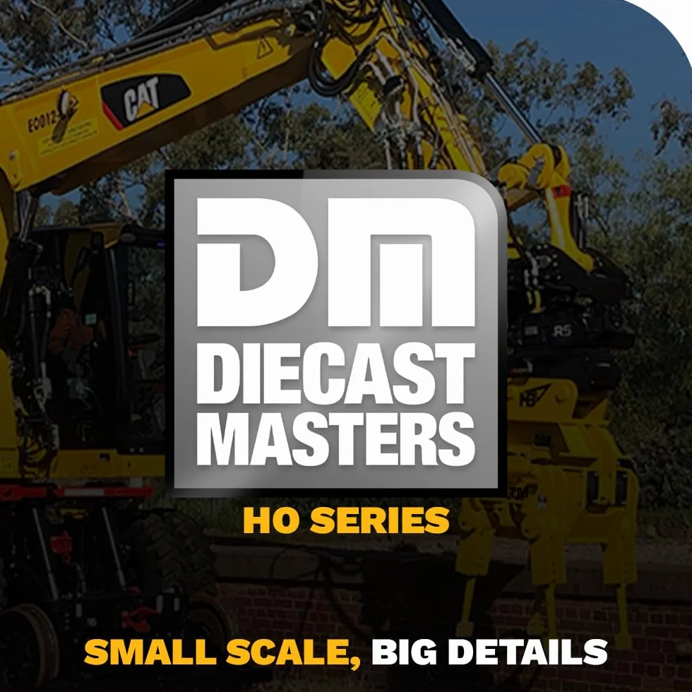 Diecast Masters 85612 - Caterpillar koparka M323F + akcesoria, wierny w szczegółach pojazd budowlany H0 CAT w metalowym pudełku, 1:87, ok. 9,5 x 3,4 x 4,6 cm, 14+, do modeli kolejek i kolekcjonerów