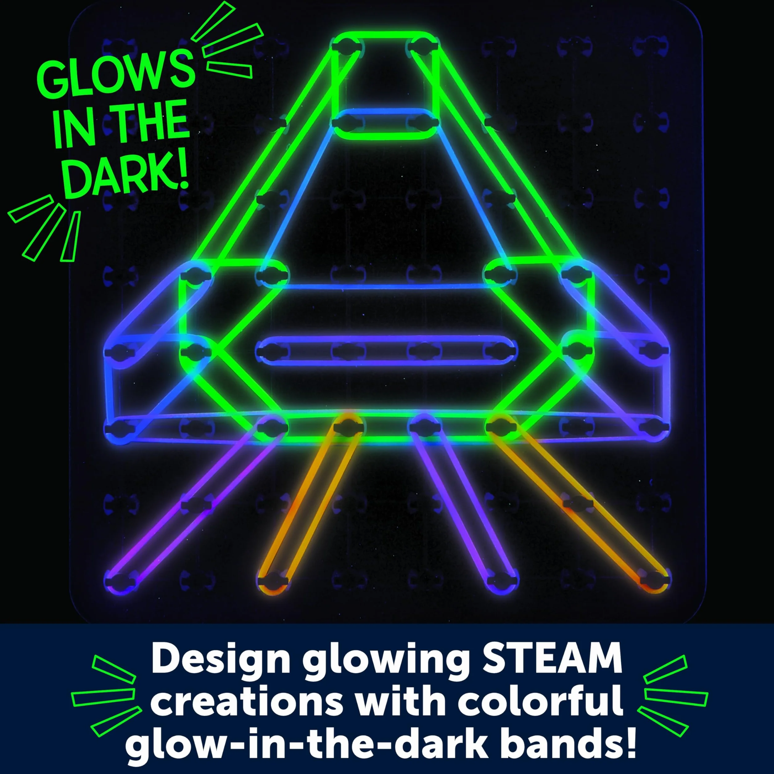 Learning Resources GEO Glow Boards – Świecące Geobordy STEM, Budowanie i Kształty 5+ Lat