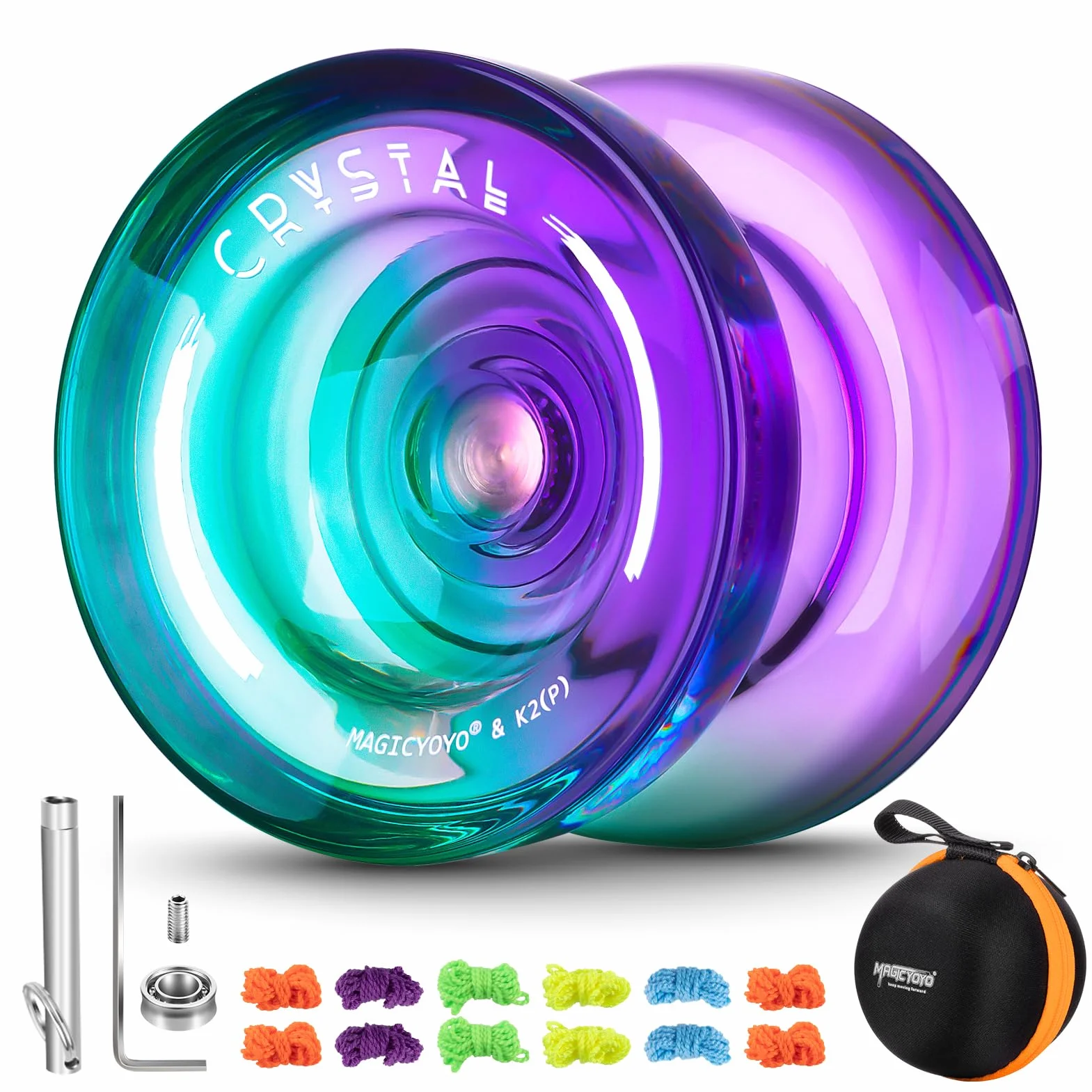 YOSTAR K2 Crystal Yoyo Responsive dla Dzieci Profesjonalny z Niereagującym Łożyskiem + 12 Strun + Etui