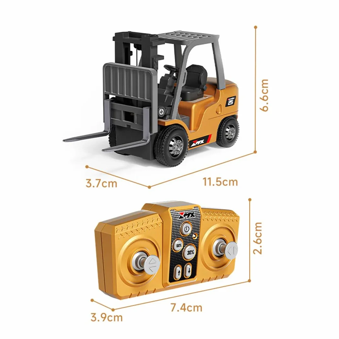 Wózek widłowy RC, 2,4 G, 10 km/h, zdalnie sterowany wózek widłowy z hakiem do ładunku, widelcami i paletą, skala 1/64 RC pojazdy budowlane, prezenty świąteczne i urodzinowe