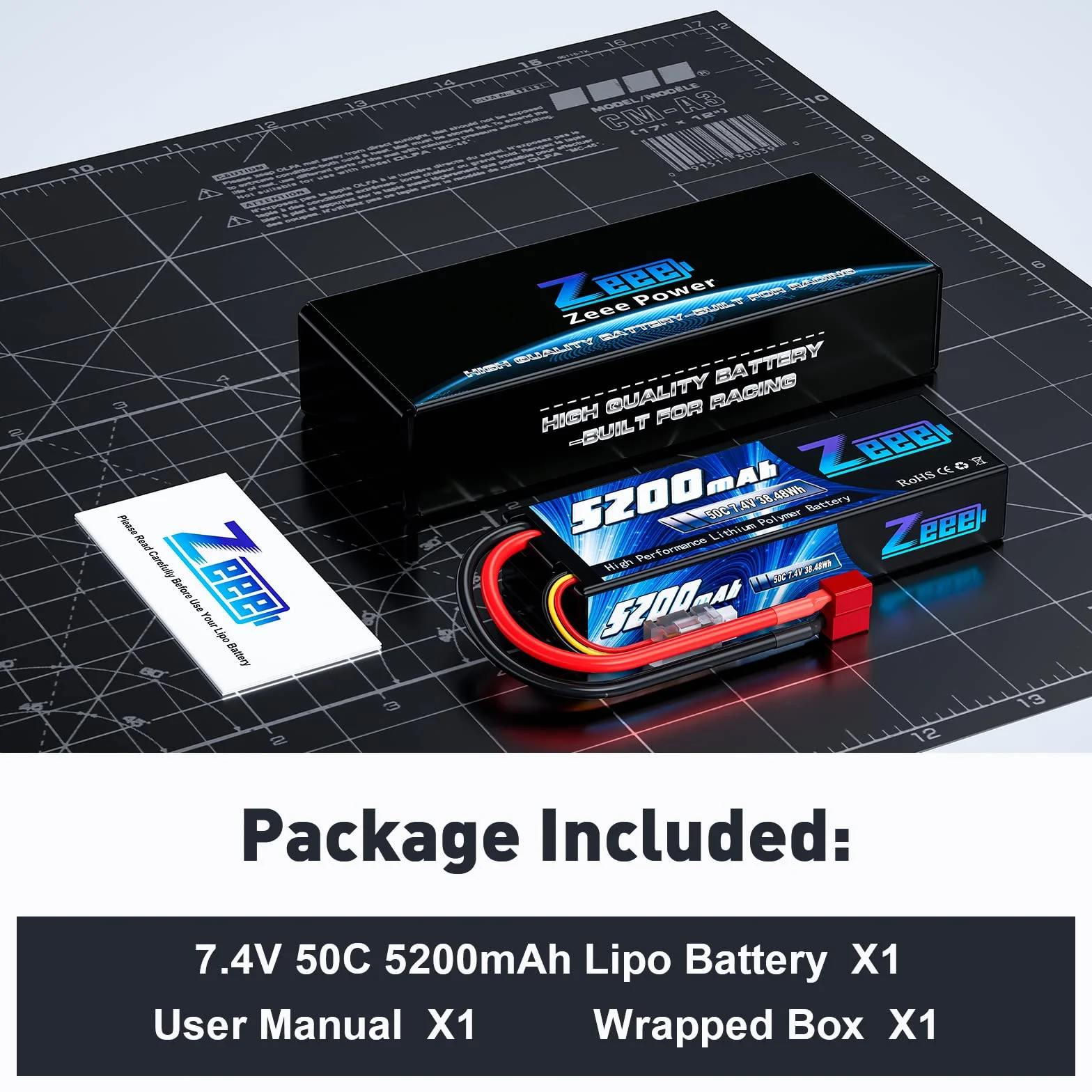 Zeee 2S Lipo Bateria 7.4V 50C 5200mAh Bateria do RC z wtyczką Deans T do RC Evader BX Auto Car Truck Truggy RC Hobby-1 Pack