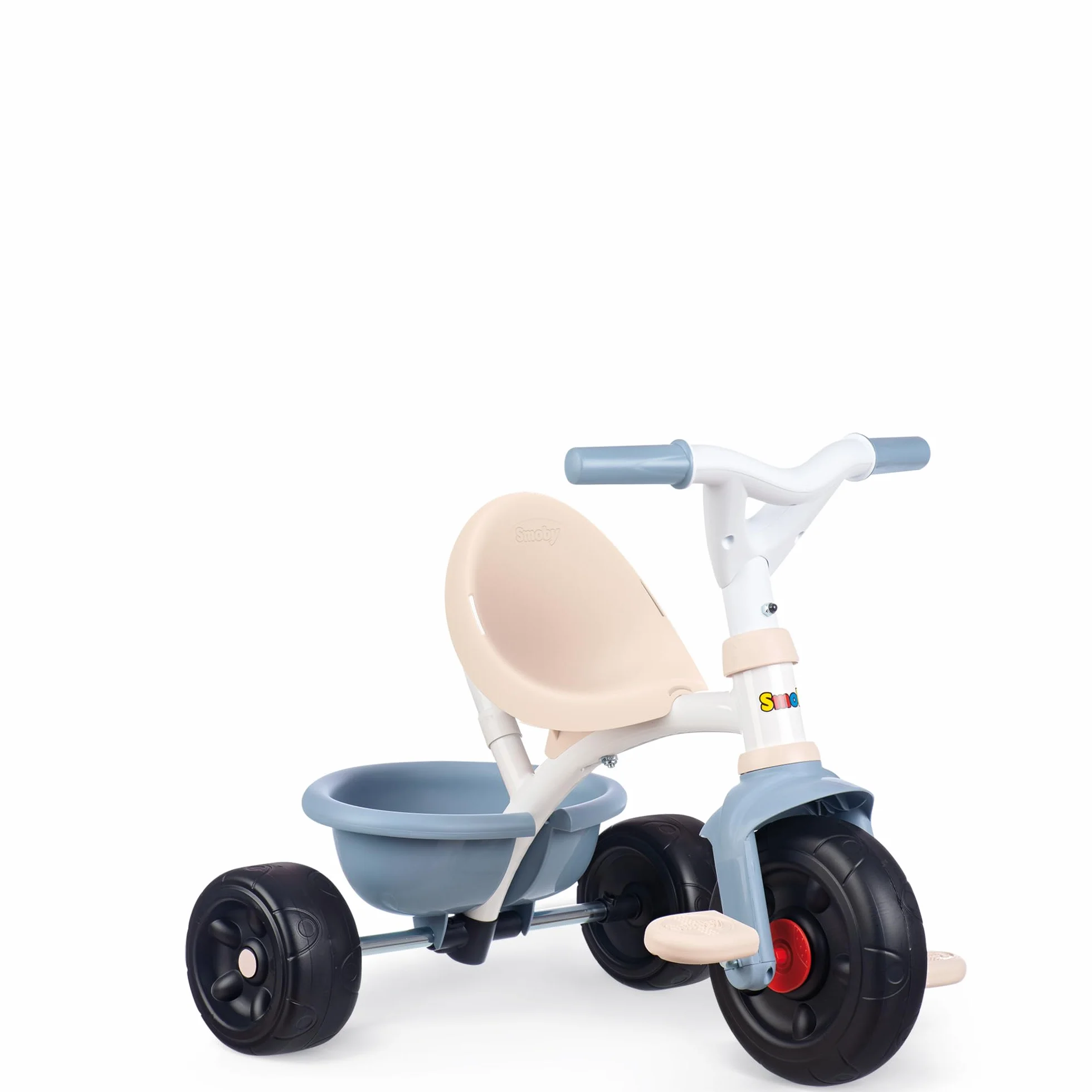 Smoby - Be Fun Blue Tricycle - Regulowana i zdejmowana laska dla rodzica do 95 cm - Pas bezpieczeństwa - Od 15 miesięcy - Wyprodukowano w Hiszpanii