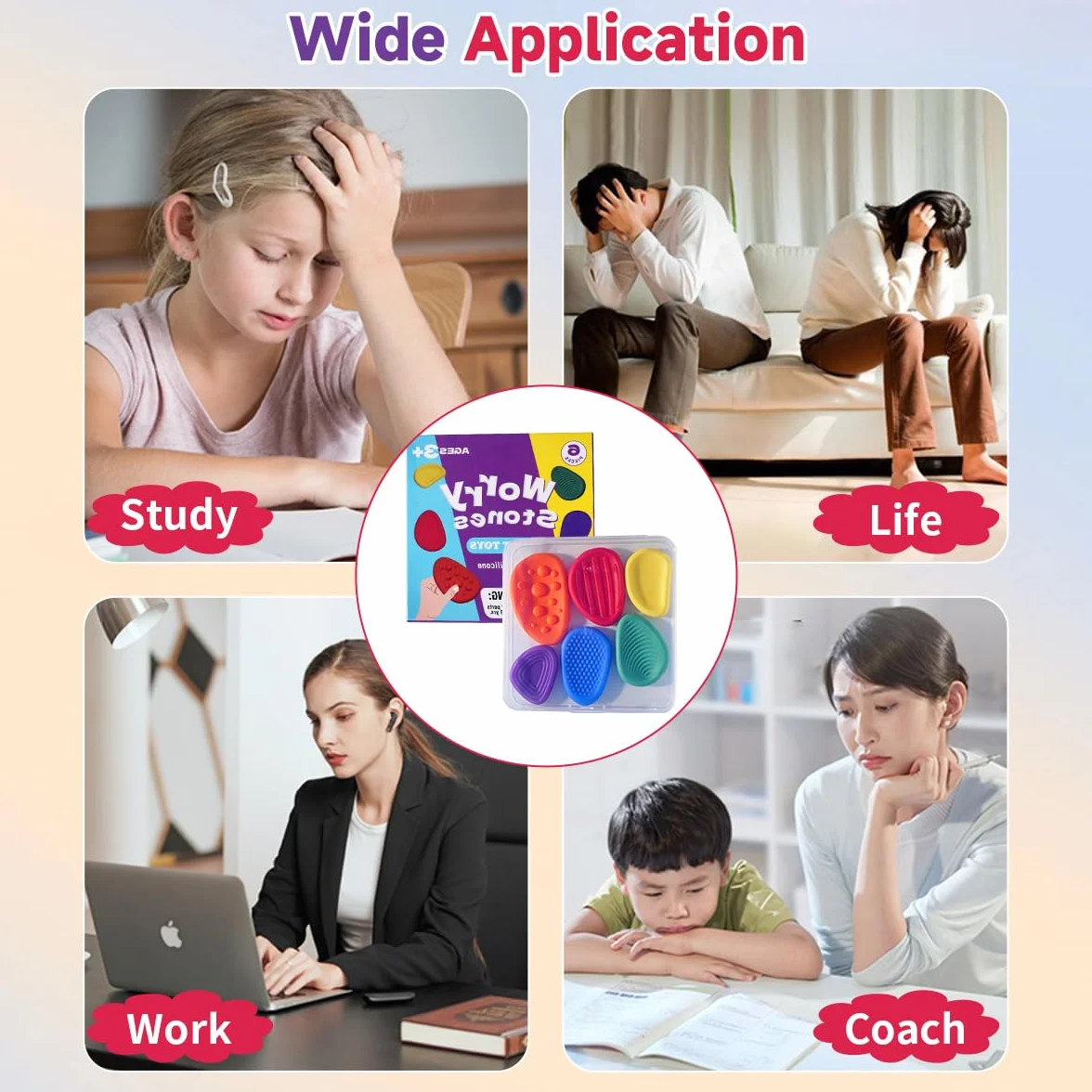 Fidget Toys Sensory Stones, zabawki antystresowe, sensoryczne, antystresowe, teksturowane, dla dzieci z autyzmem, 12 sztuk