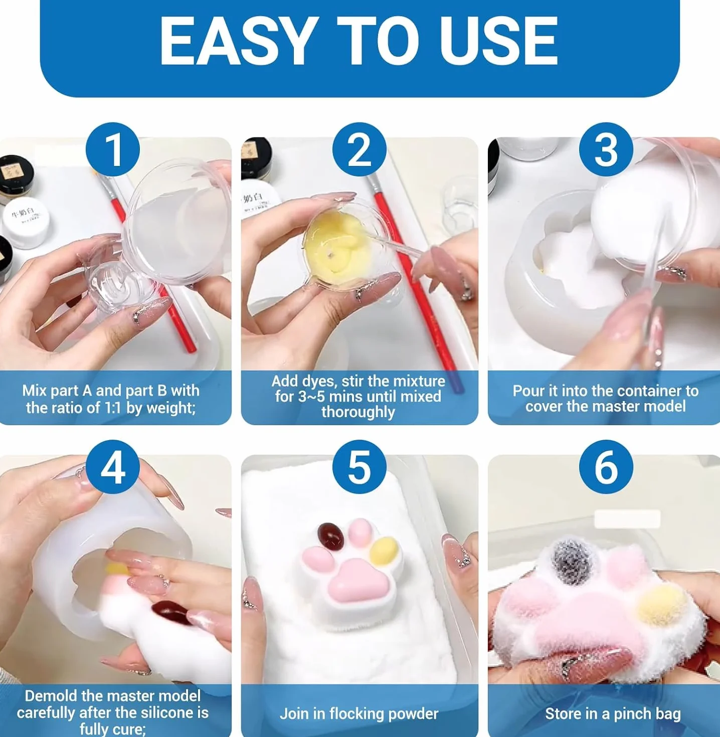 Płynny silikon do zestawu DIY Taba Squishy, ciekły kauczuk silikonowy A+B 1:1 do Squishy Maker, kreatywny zestaw DIY, prezent antystresowy