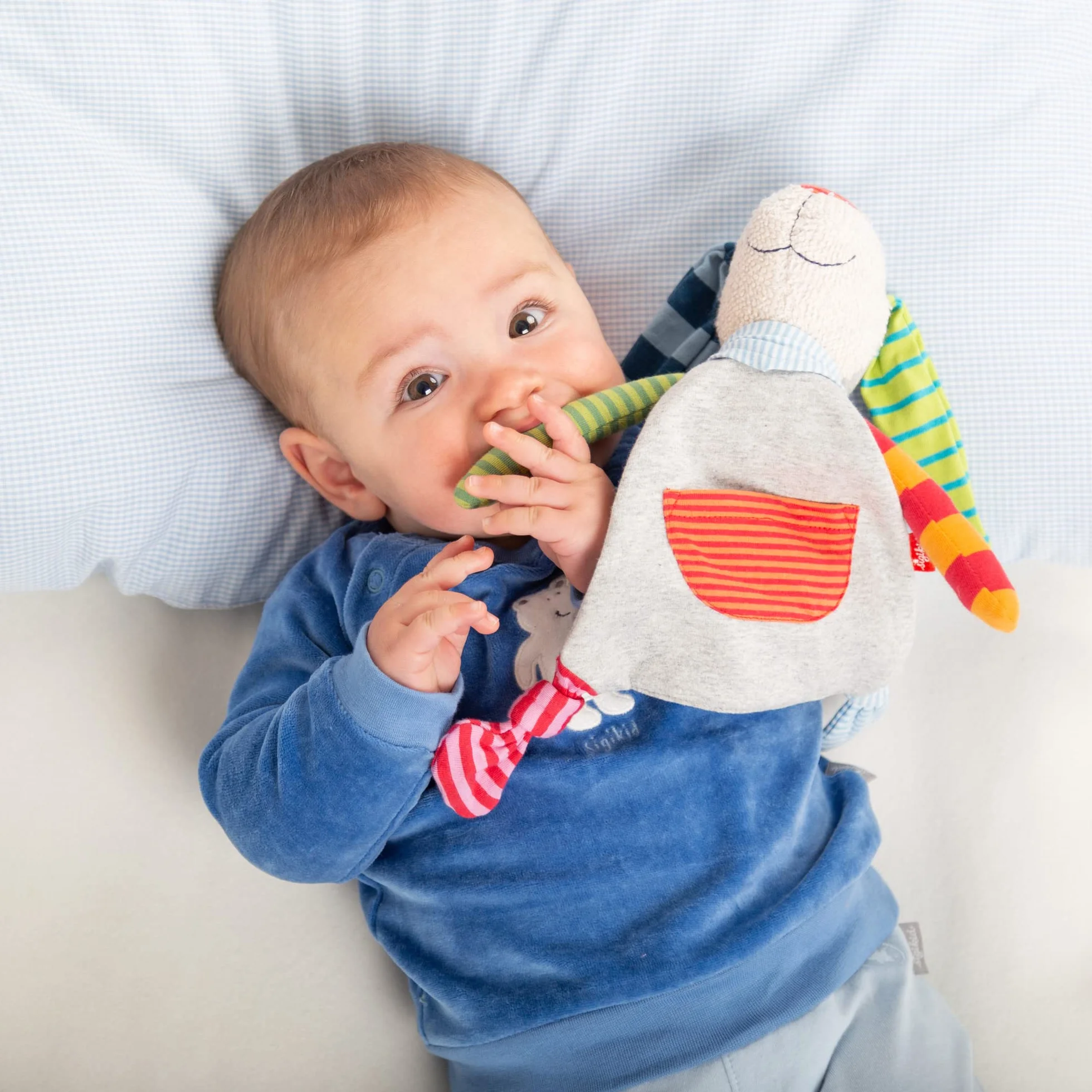 Sigikid 41274 koc, królik, Mädchen und Jungen, zabawka dla niemowląt, zalecana od urodzenia, wielokolorowa
