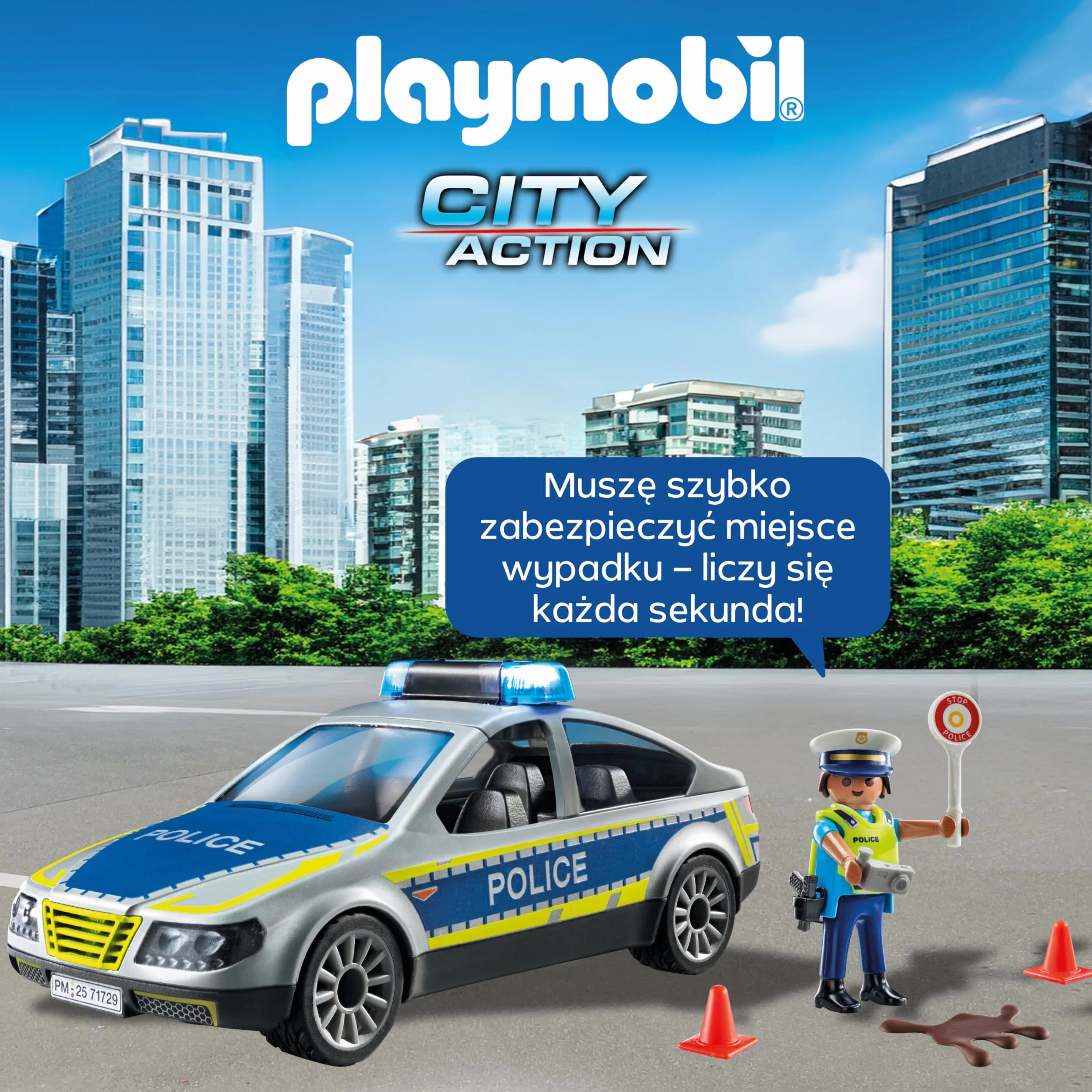 PLAYMOBIL | Action Heroes | Radiowóz policyjny | Samochód policyjny | Auto zabawkowe | Zabawka dla dzieci od 4. roku życia | 71729