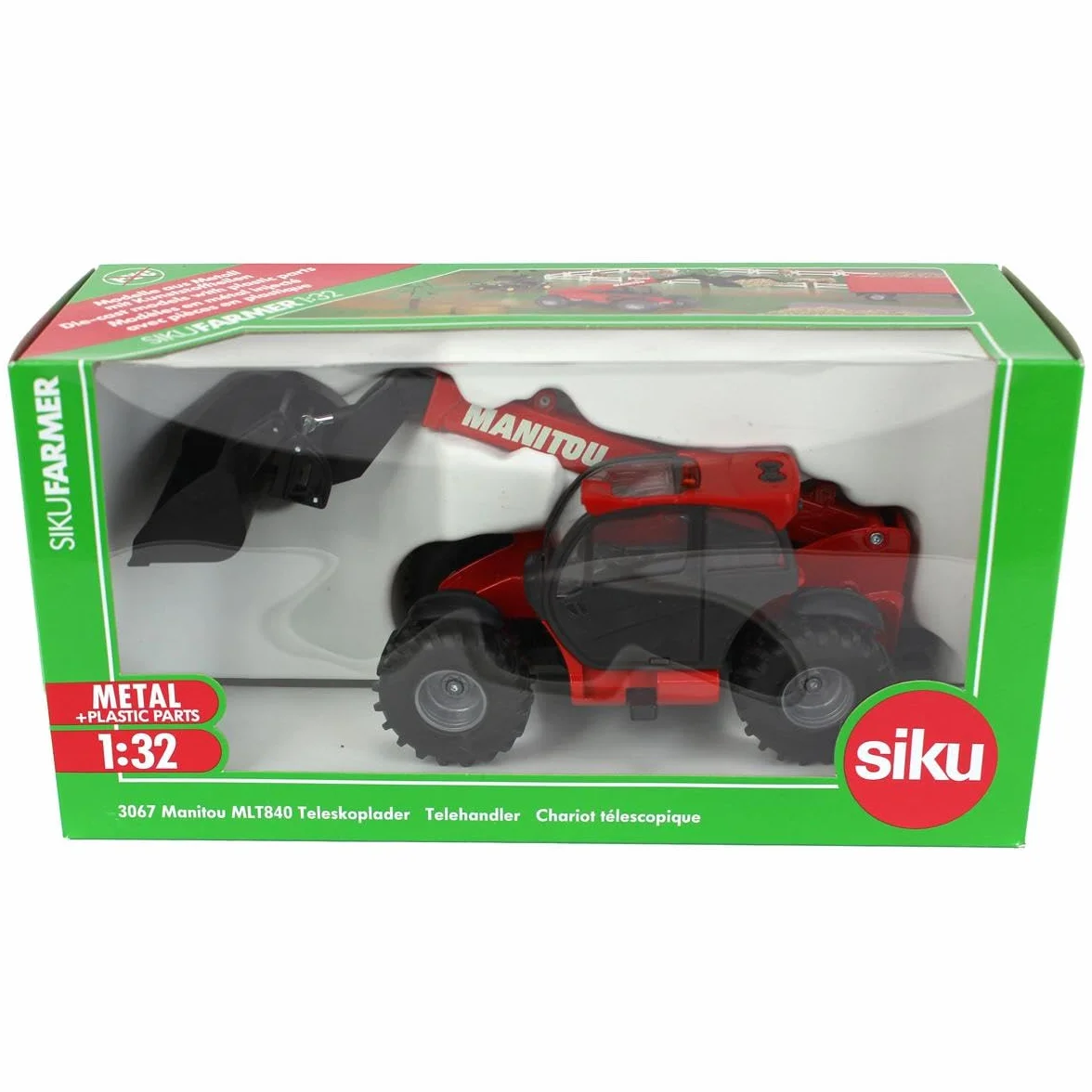 Siku 3067, Manitou Ładowarka teleskopowa, 1:32, Metal,Tworzywo sztuczne, Czerwona, Ruchome ramię załadowcze