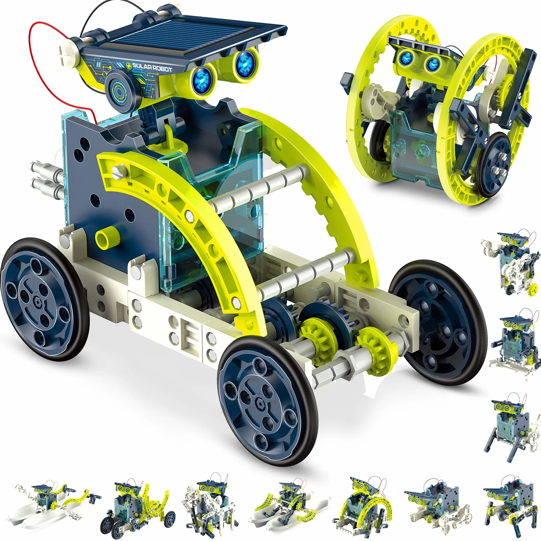 STEM 12 w 1 Solar Robot Toys for Kids, 190 Piece Solar Power Robot Kit, Science Educational Building Kit Toys, DIY Assembly Experiment Kits for 8 9 10 11 12 13-letni chłopcy Dziewczęta