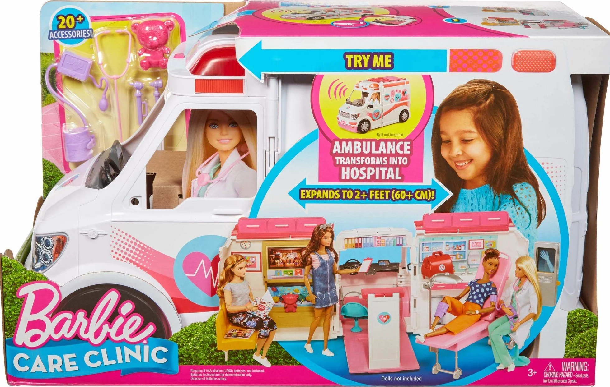 Barbie, Zestaw Do Zabawy Karetka – Mobilna Klinika O Szerokości Ponad 60 Cm, Ze Światłami I Dźwiękami FRM19