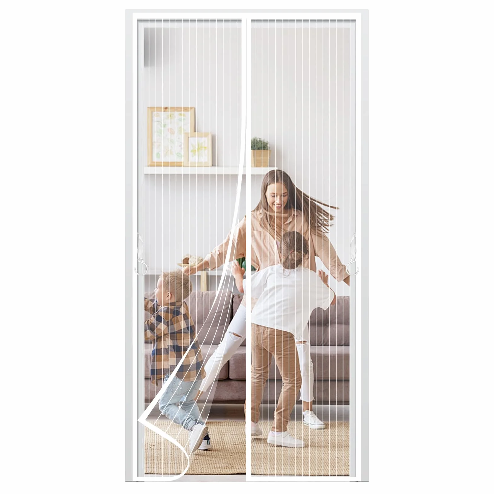 Moskitiera na drzwi balkonowe, bez wiercenia, 70 x 200 cm, biała, magnetyczna moskitiera na drzwi balkonowe, drzwi przesuwne, drzwi tarasowe