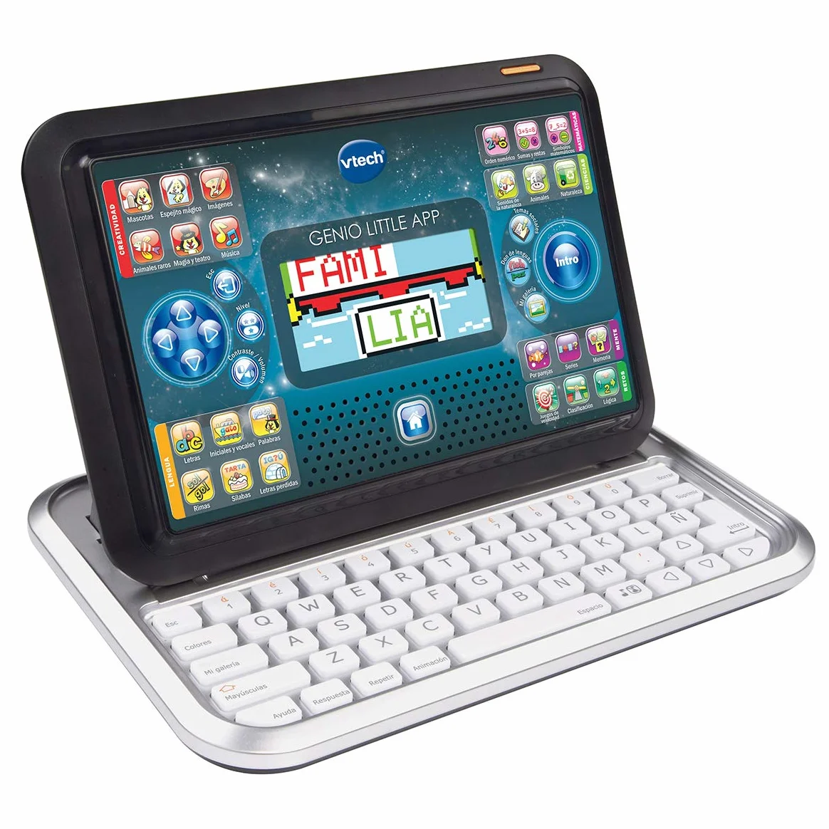 VTech - Laptop i tablet 2 w 1 Genio Mała aplikacja, Komputer edukacyjny dla dzieci +4 lat, 80 zajęć uczących liter, angielski, matematyka, nauka, Wersja ESP