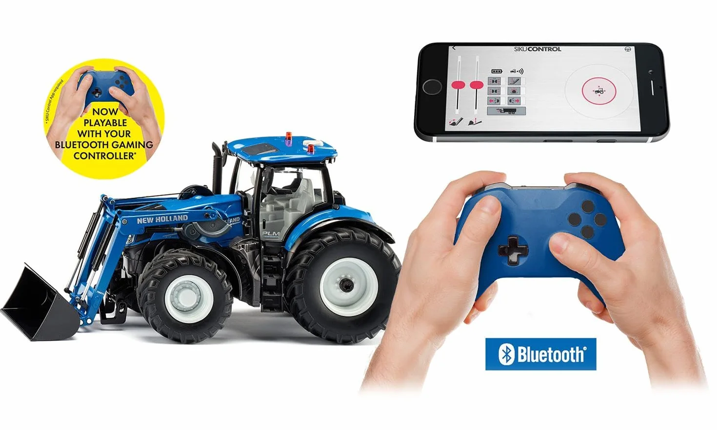 Siku 6797 New Holland T7.315 Traktor z ładowaczem czołowym 1:32 Zdalnie sterowany Niebieski Metal Tworzywo sztuczne
