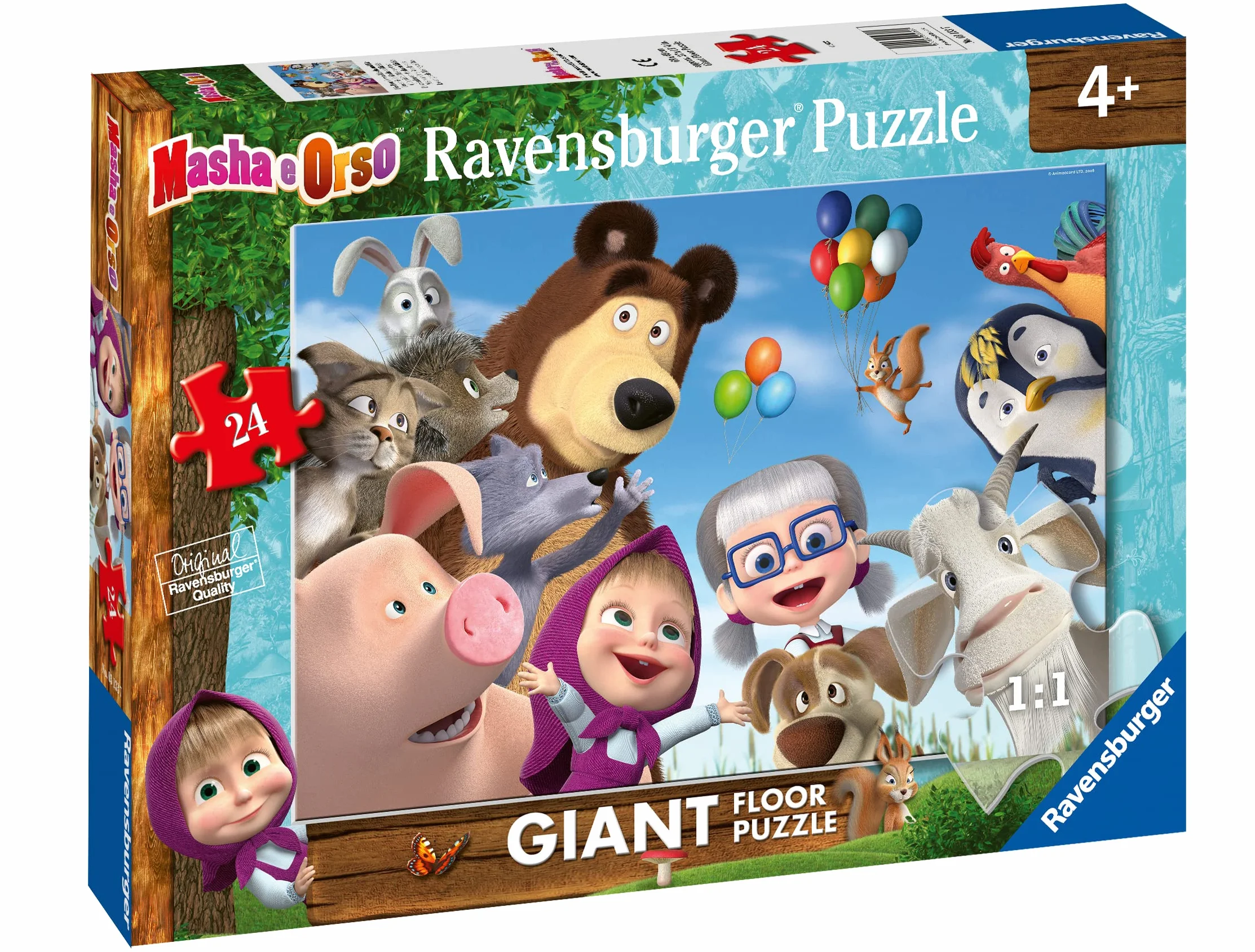 Ravensburger - Puzzle Masza i Niedźwiedź, kolekcja 24 olbrzymich podłóg, 24 sztuki, zalecany wiek 3+ lat