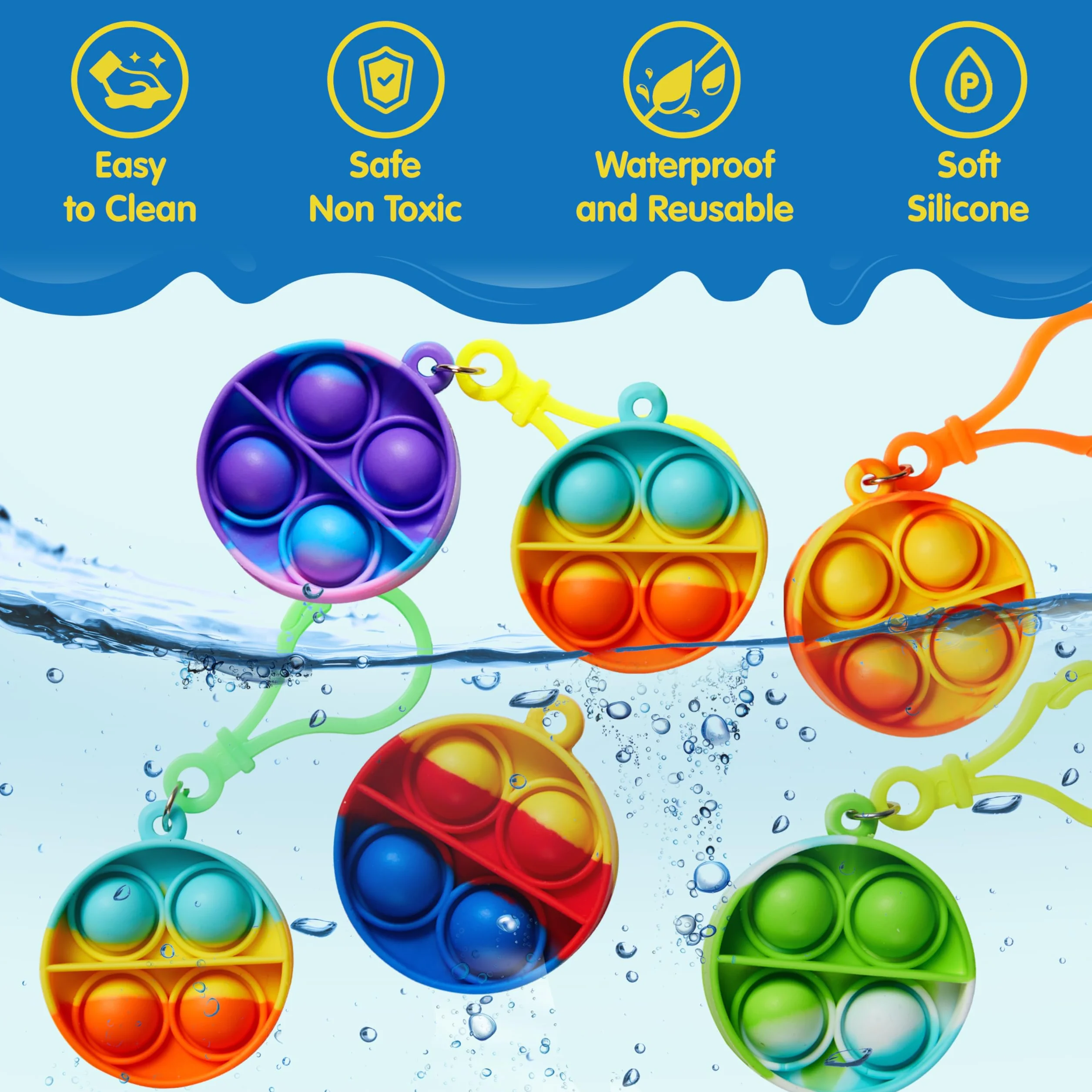 JOYIN 30 szt. wypełniaczy do torebek imprezowych dla dzieci, okrągłe zabawki Pop Fidget Kerings Mini Fidget dla dzieci, zabawka antystresowa, wyciskanie breloków, upominki na imprezę, prezenty dla