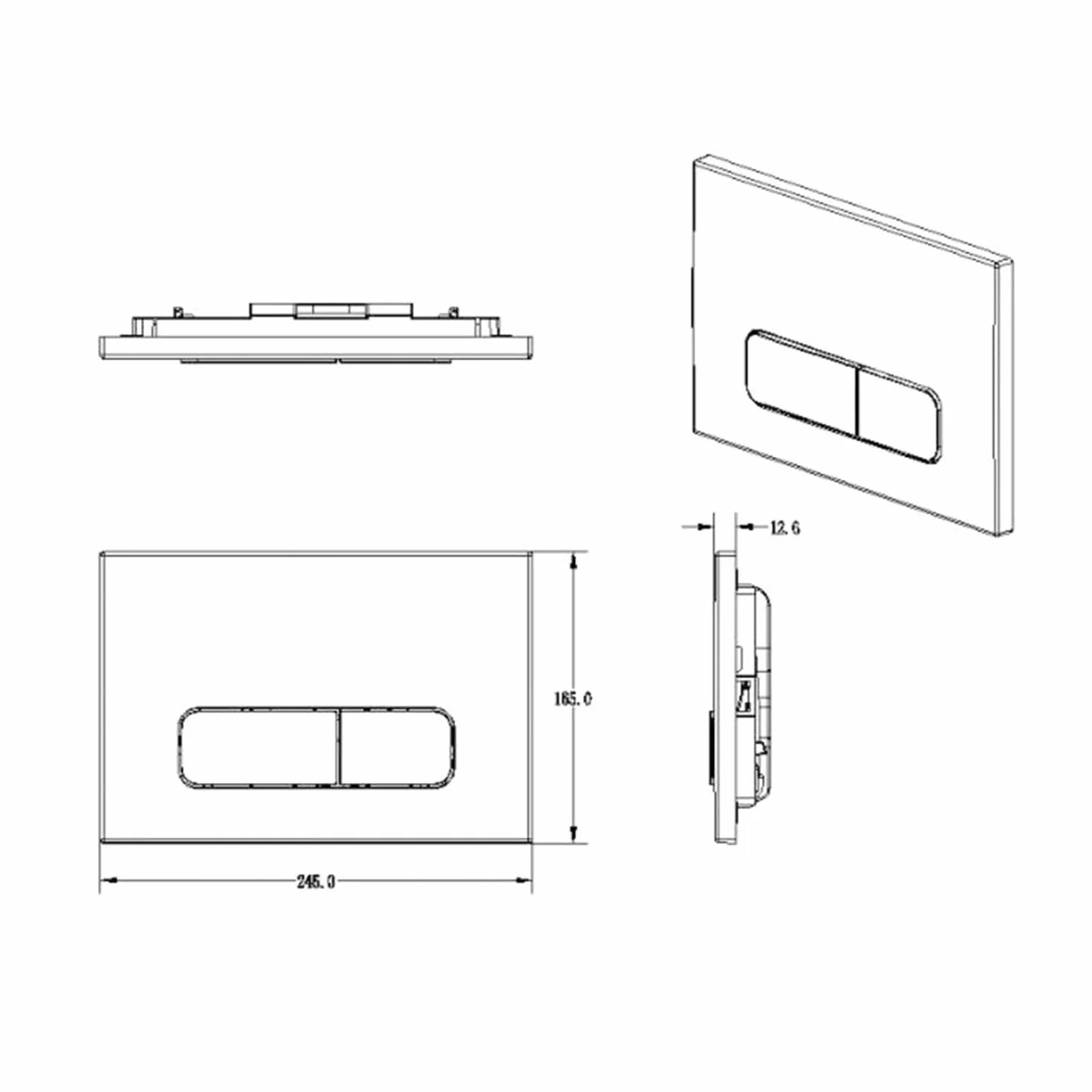 Przycisk Spłukujący Czarny Matowy – Kompatybilny z Geberit Duofix Sigma/Delta/Basic – Podwójne Spłukiwanie – Wunderbad