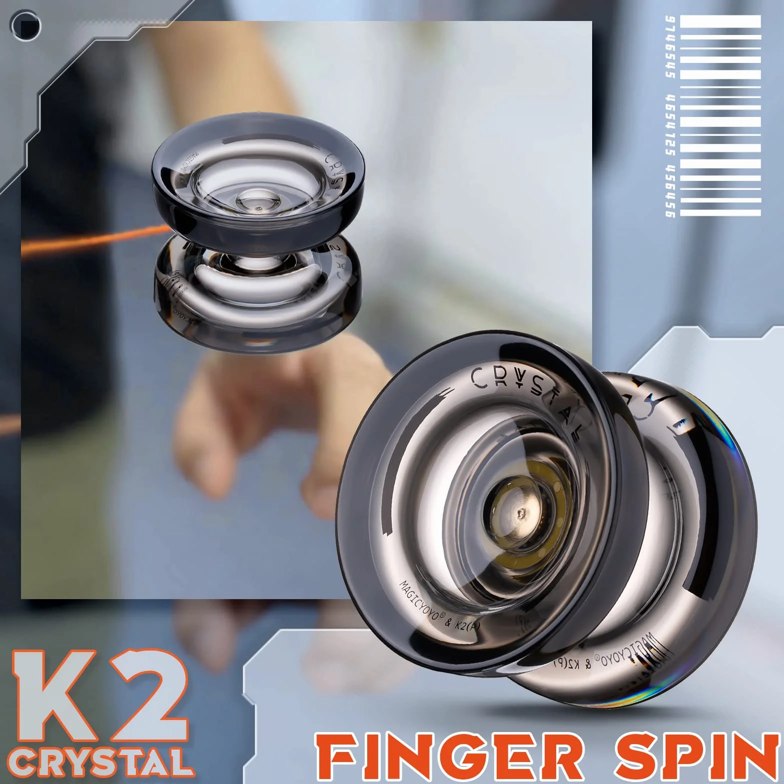 MAGICYOYO Dual Purpose Yoyo dla Początkujących - Responsive K2 Kryształ Czarny, Profesjonalna Piłka z Niereagującym Łożyskiem, Narzędzie do Usuwania Osi