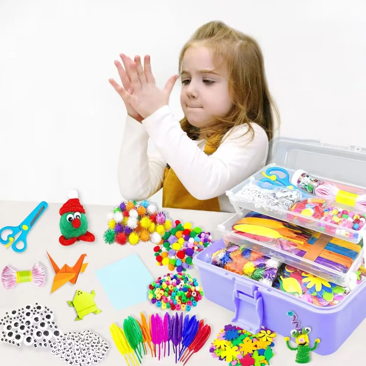 2000 sztuk zestaw do majsterkowania dla dzieci, do rzemiosła artystycznego, do majsterkowania, do czyszczenia, do fajek, pereł, kreatywny scrapbooking, zestaw do majsterkowania, dla dziewcząt i