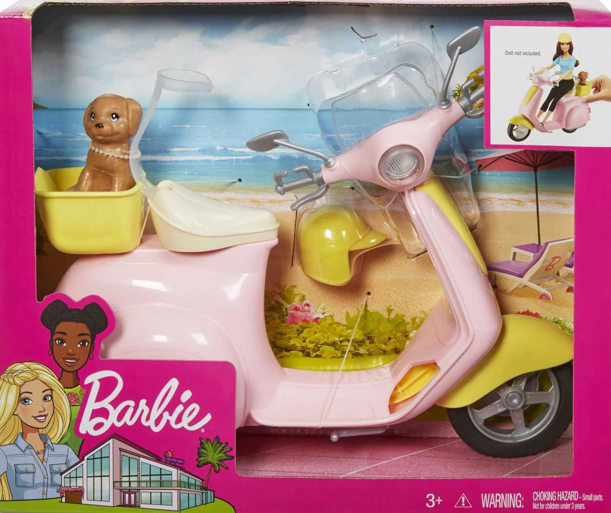 Barbie ​Lalka Skuter ze szczeniaczkiem FRP56