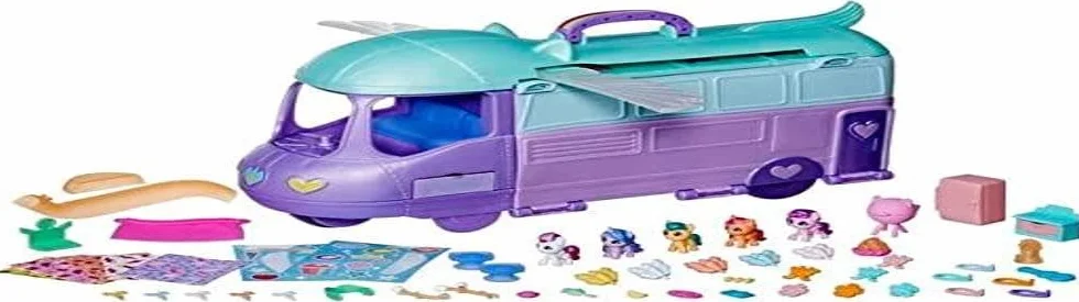 Zabawki My Little Pony Magia miniaturowego świata Mare Stream, przenośny zestaw do zabawy z kamperem dla dzieci