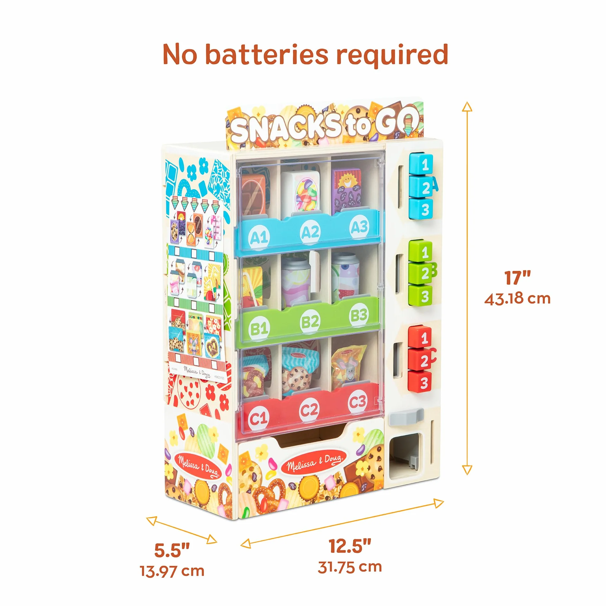 Melissa & Doug Drewniany automat sprzedający do sortowania, magazynowania i wybierania, drewniana zabawka dla dzieci w wieku powyżej 3. roku życia