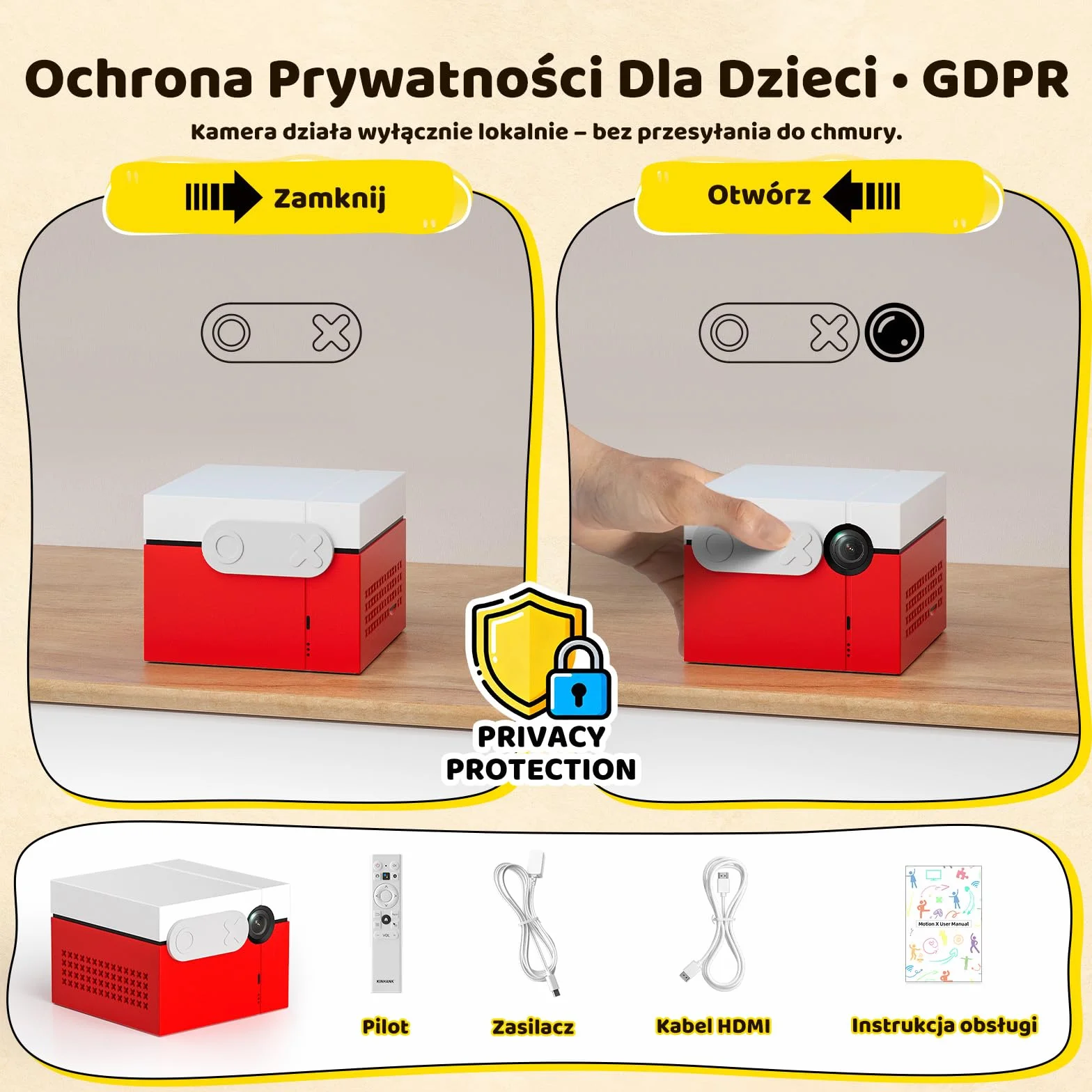 KINHANK MotionX Konsola do Gier z Czujnikiem Ruchu - Interaktywna Konsola do Gier dla Rodziców i Dzieci, Stałe Aktualizacje/Brak Kontrolera/Brak Subskrypcji, Prezent dla Dzieci, Plug & Play, 41 Gier