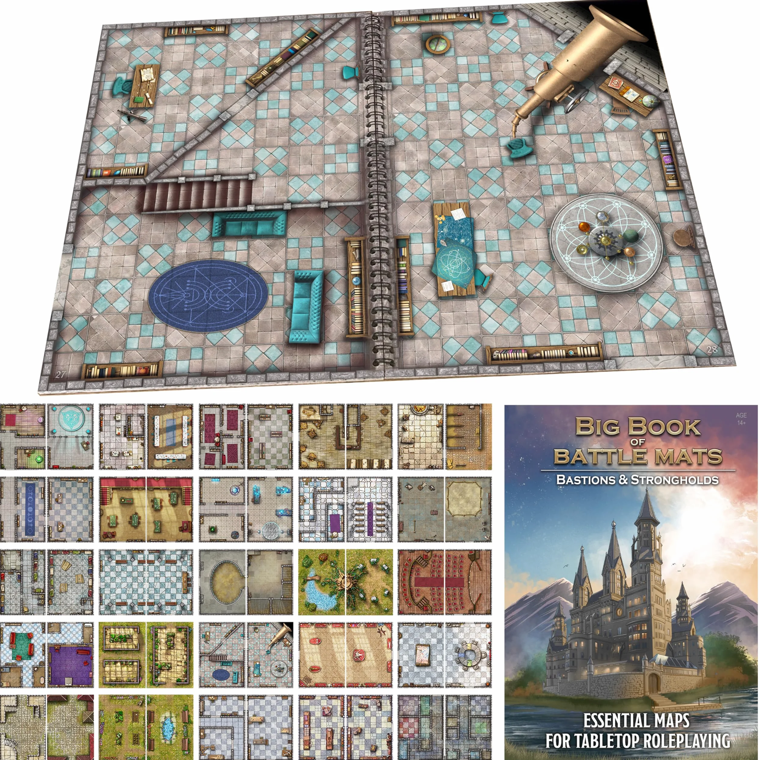 Loke BattleMats | Big Book of Battle Mats Bastions and Strongholds | Księga Map RPG do 5E i Fantasy | 1+ Graczy