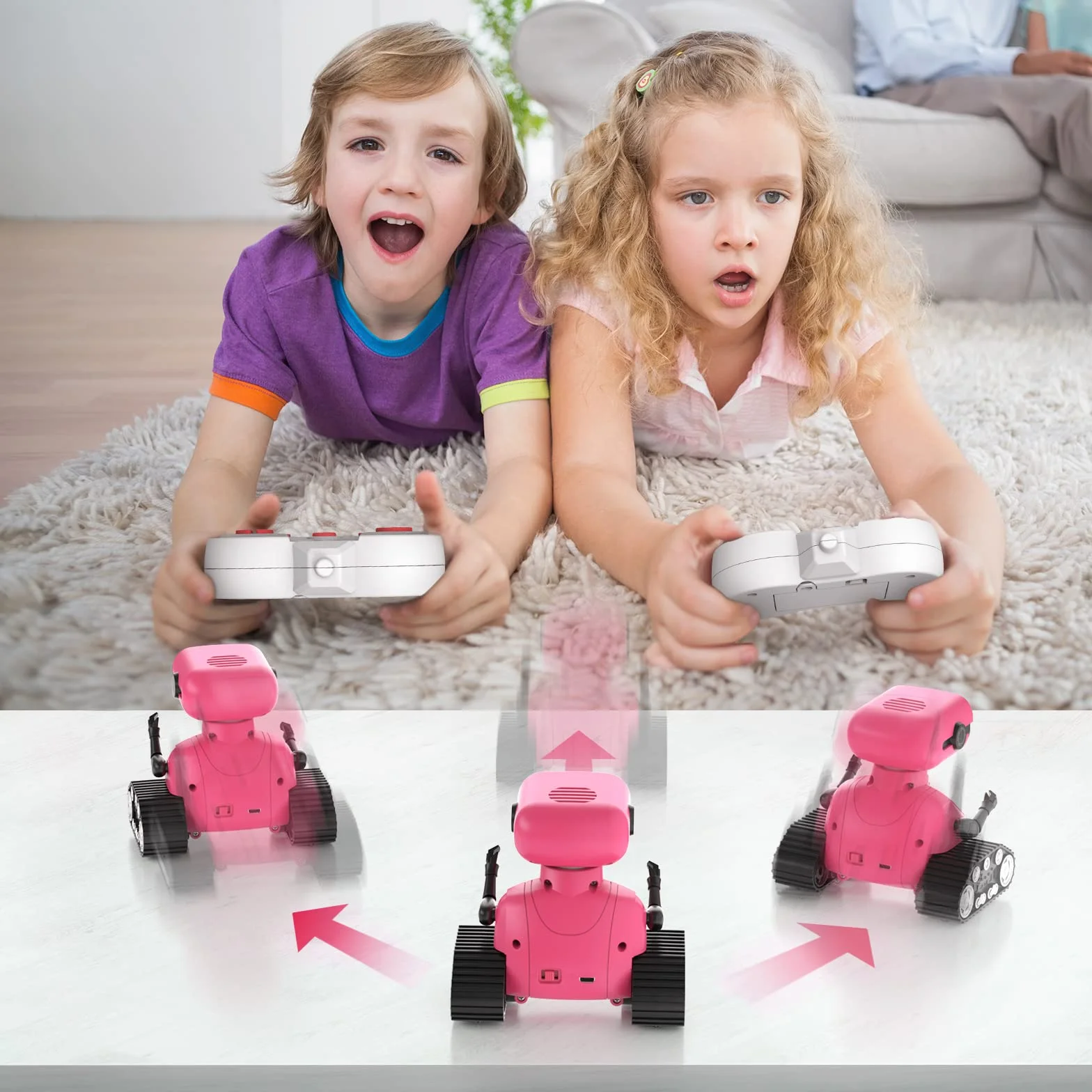 ALLCELE Robot zabawka dla dziewczynek, zabawka RC z pilotem zdalnego sterowania, słodki wygląd, interesująca muzyka, oczy LED i elastyczne ramiona, idealny prezent na Boże Narodzenie dla dzieci 3+