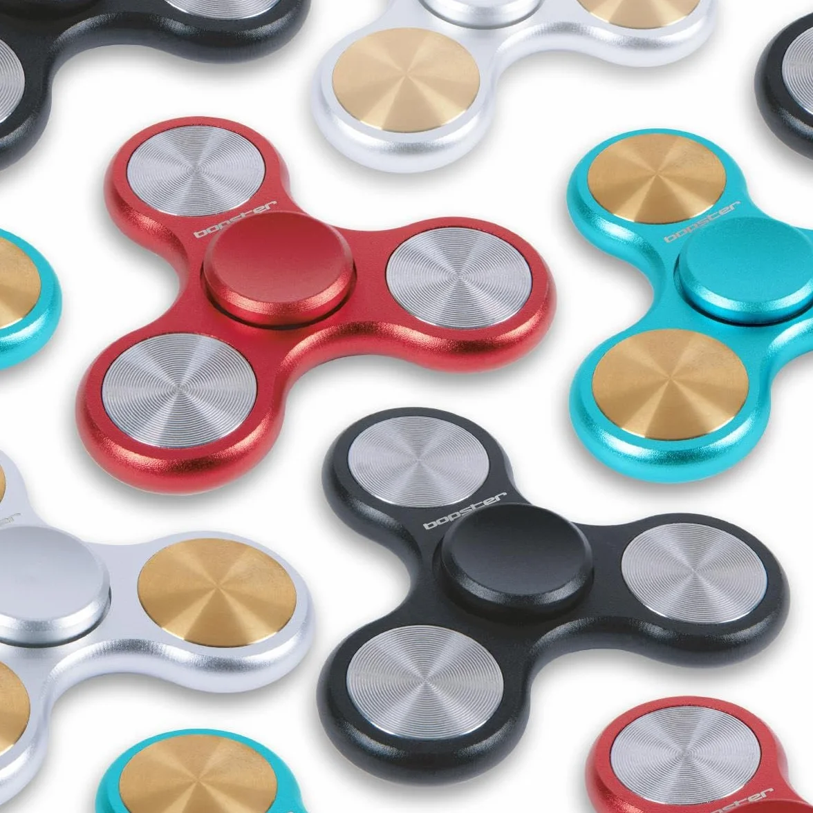bopster Metalowy spinner, ręczny spinner, Tri-Fidget, dla dzieci i dorosłych, czas wirowania 4+ minut, 73 g, gładka zabawka biurkowa do radzenia sobie ze stresem, koncentracji, kolor czarny