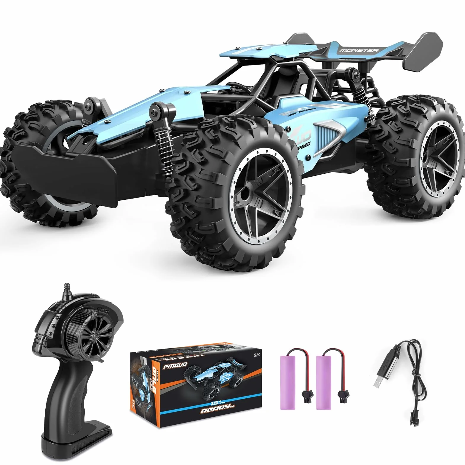 Zdalnie Sterowany Samochód, 2,4 GHz 1:18, proporcjonalny 2WD 20+ km/h, Hobby, Offroad RC Auto, Wodoszczelny, RC Car dla dzieci ab 6 lat,Niebieski