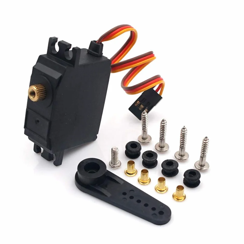 DollaTek Trzyprzewodowe metalowe serwo samochodowe RC, metalowe serwo z akcesoriami instalacyjnymi kompatybilne z Wltoys 12428 12423 RC Cars