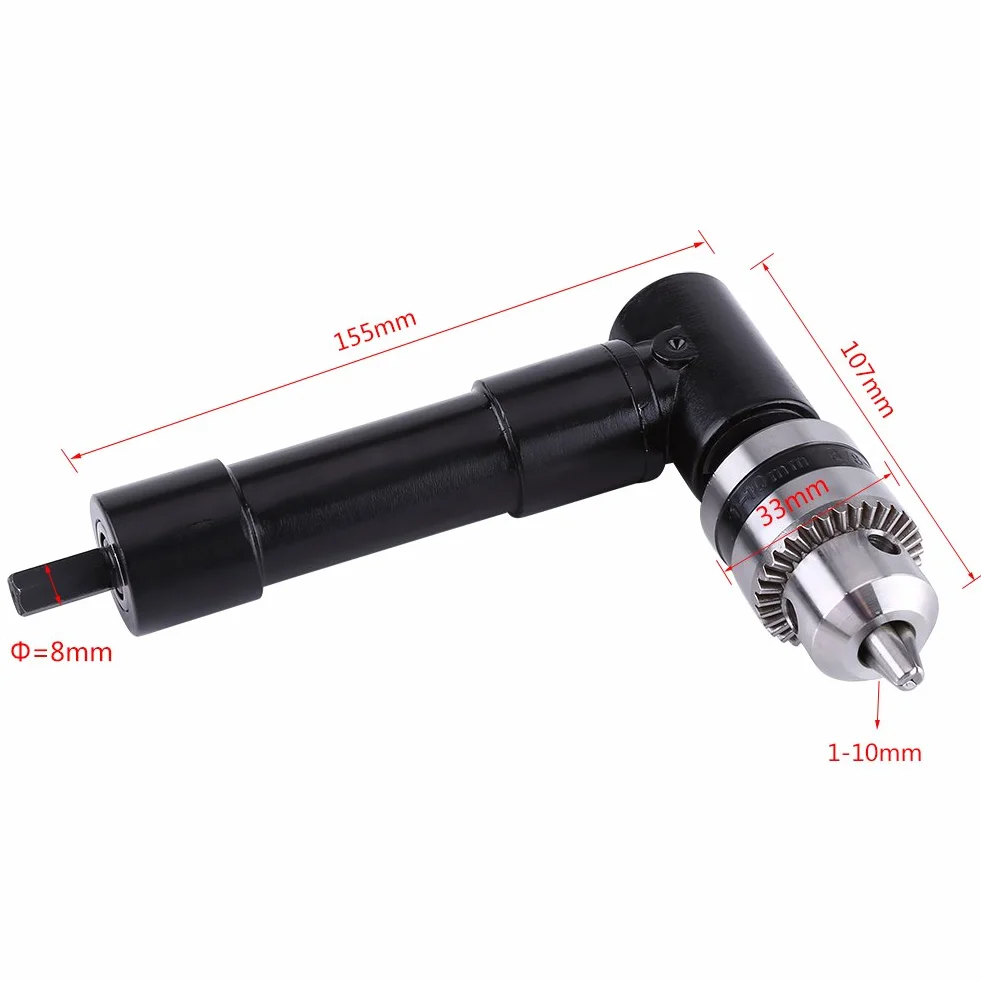 Adapter uchwytu wiertarskiego z prawym kątem, Jectse 90 stopni kąt 8 mm, trzpień sześciokątny, Power Elektryczna głowica do wiertarki kątowej z szybkomocującym uchwytem wiertarskim