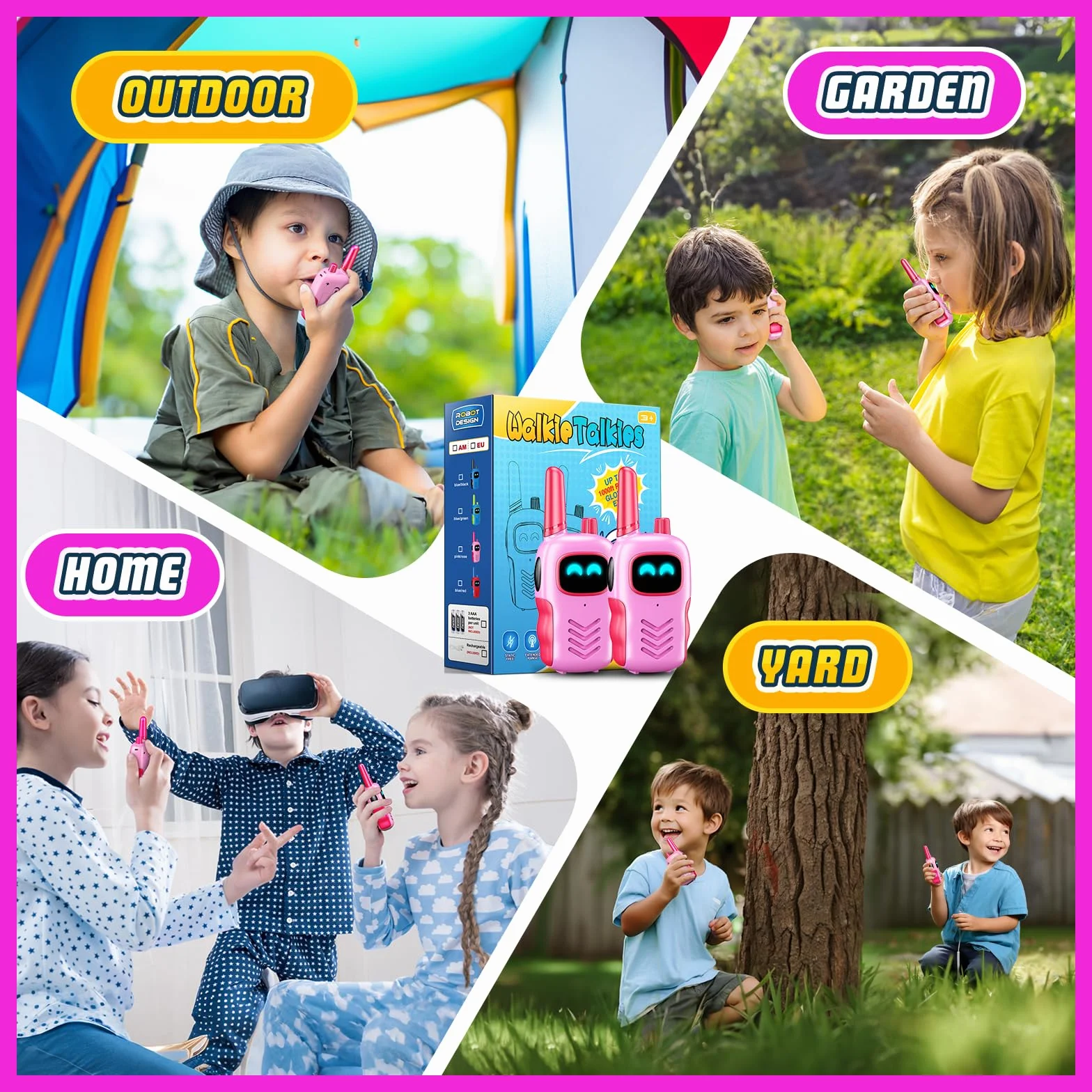 Adeokay Toys Dziewczyny 3 4 5 6 7 8 9 10 lat, prezenty dla dziewczynek 3-10 lat Walkie Talkie Kids Gry na świeżym powietrzu dla dzieci Dziewczyny 3-12 lat Pomysły na prezenty Walkie Talki Kids