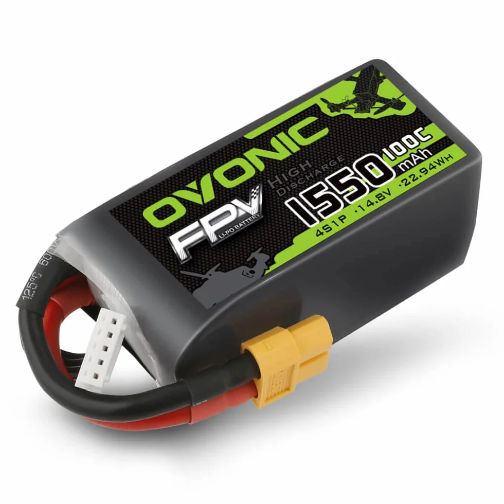 OVONIC Akumulator Lipo 4s 1550mAh 100C 14,8V z wtyczką XT60 do RC FPV Quadcopter, samolot, hobby, DIY(1 szt.)