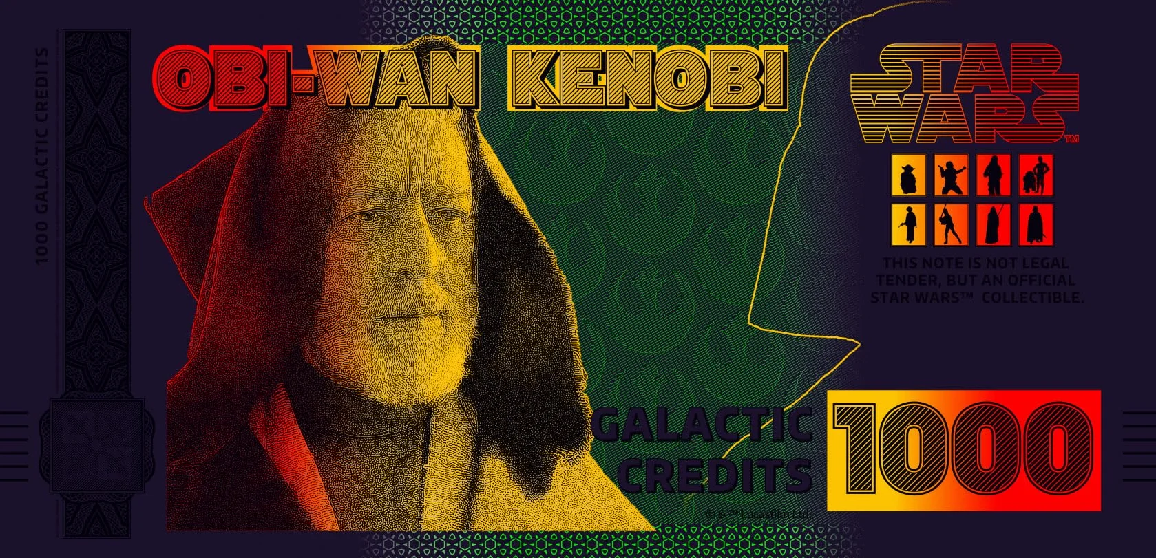 Gwiezdne Wojny Trylogia Bilet Oryginalny OBI WAN Kenobi ze złotym hologramem
