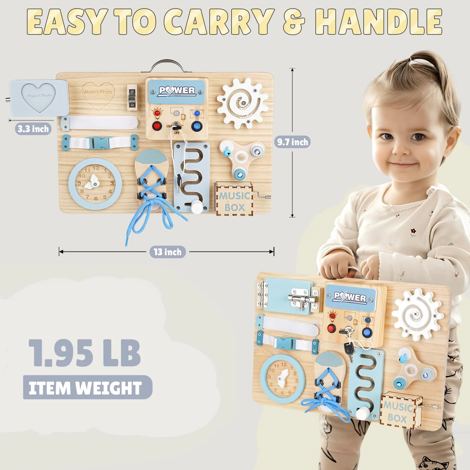 Joyreal Busy Board Montessori - deska motoryczna zabawka motoryczna, zabawka sensoryczna
